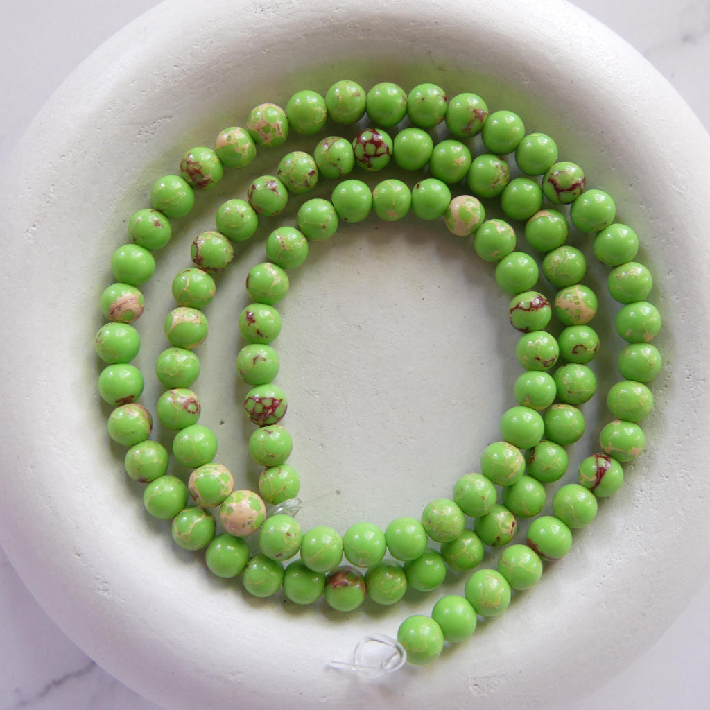 4mm Green Jasper Beads Smooth Genuine Lime Green Sea Sediment Jasper Turquoise Beads 15" Gemstone Beads Jewelry Making Beading Gift Crafter