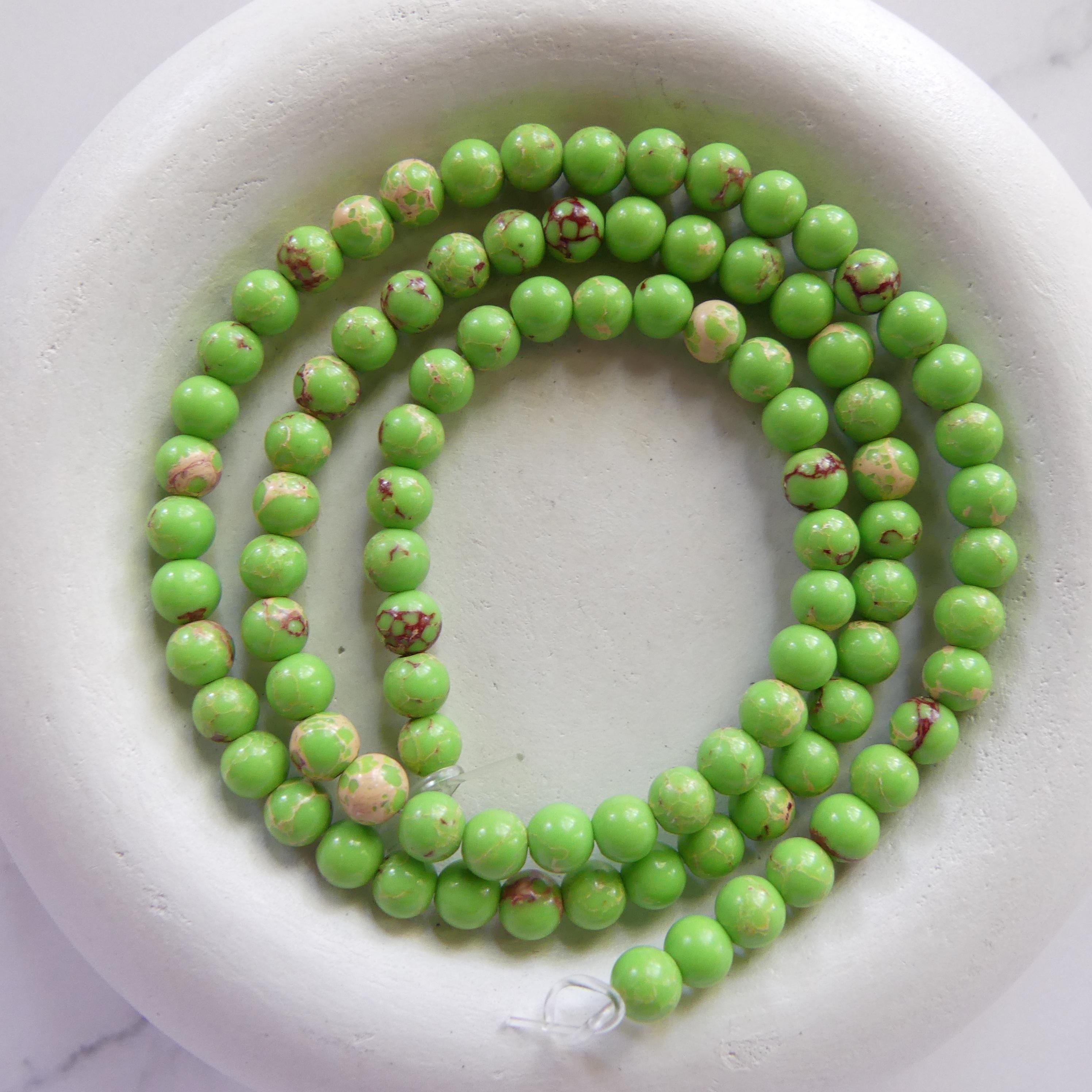 4mm Green Jasper Beads Smooth Genuine Lime Green Sea Sediment Jasper Turquoise Beads 15" Gemstone Beads Jewelry Making Beading Gift Crafter