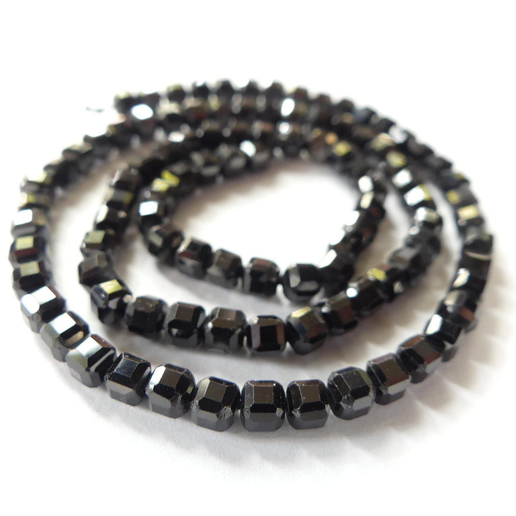 4mm Black Spinel Beads Faceted Cube 15" Sparkly Black Stone Crystal Genuine Gemstone Beads for Jewelry Making Beading Craft Gift Beads