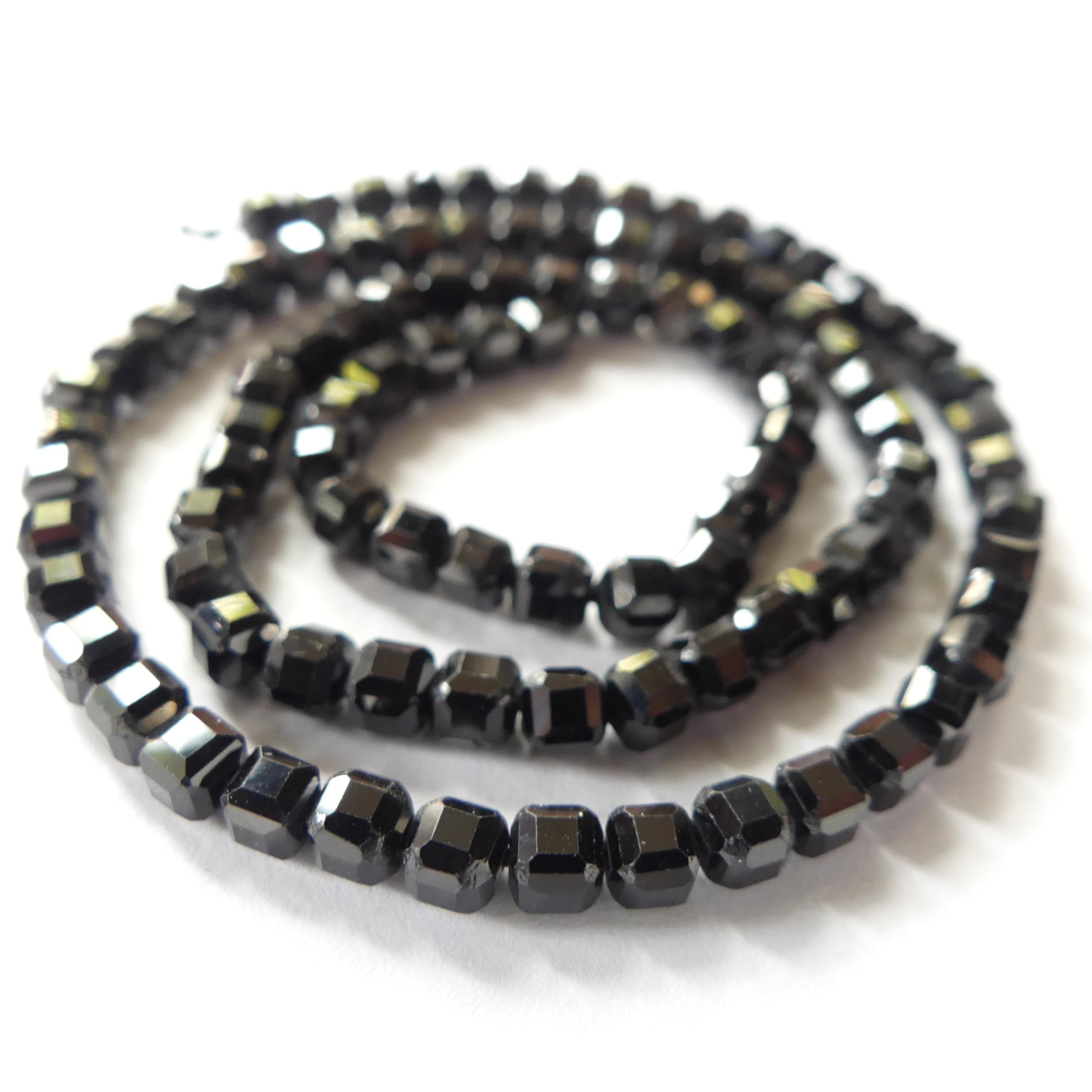 4mm Black Spinel Beads Faceted Cube 15" Sparkly Black Stone Crystal Genuine Gemstone Beads for Jewelry Making Beading Craft Gift Beads