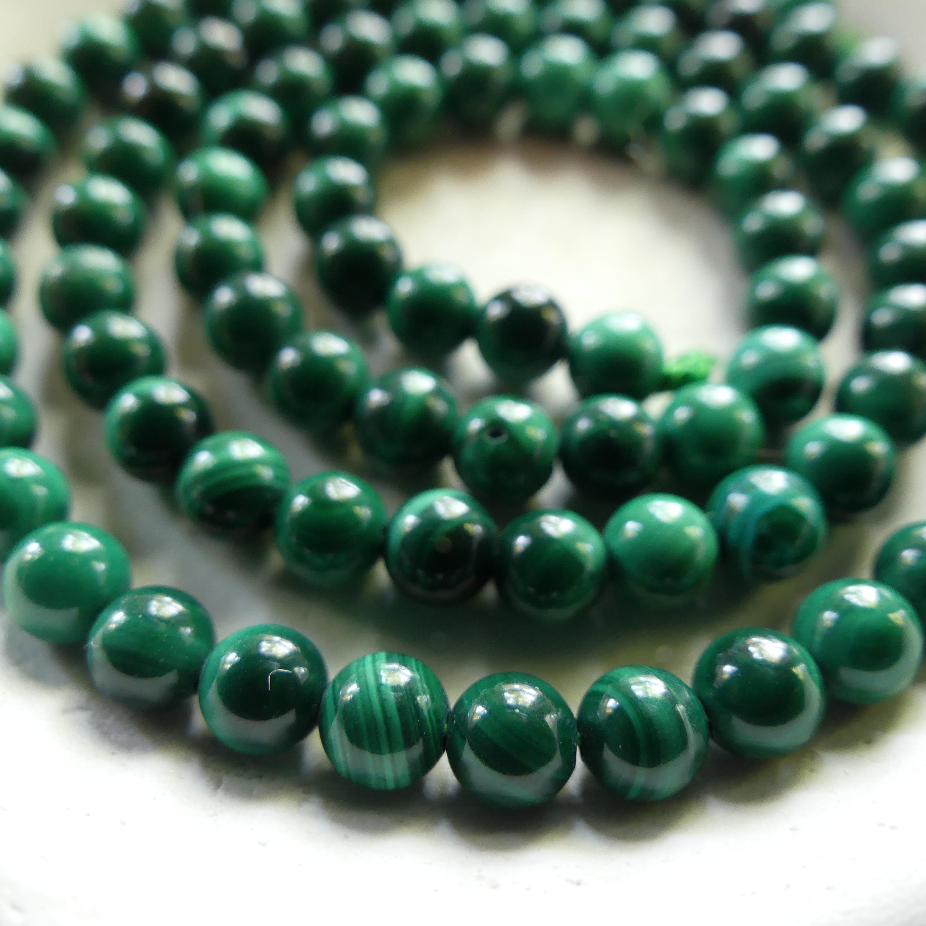 4mm Malachite Beads Smooth 15" Vivid Green Malachite Gemstone Beads for Jewelry Making Beading Gift Crafter