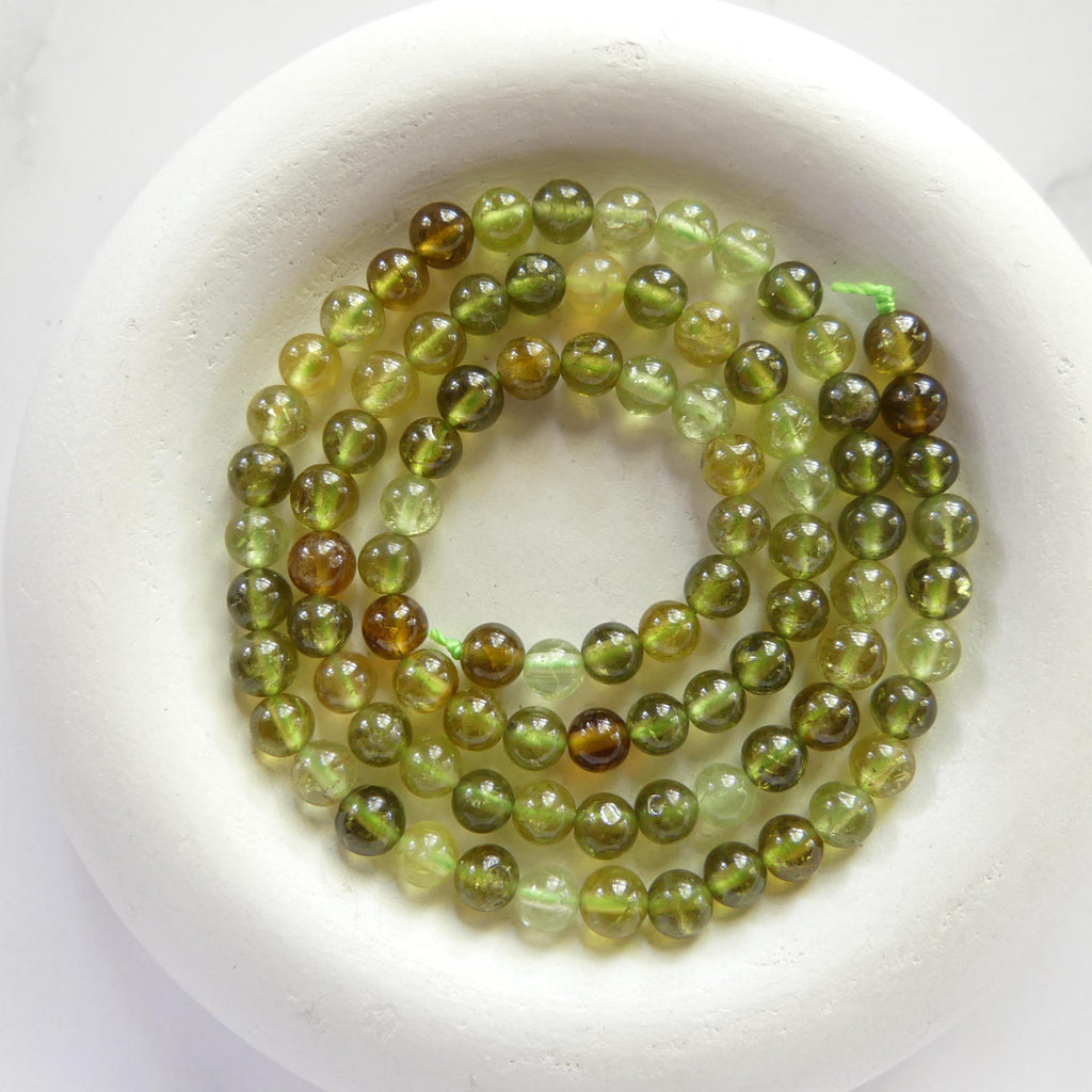 4mm 5mm AAA Grossularite Garnet Beads Smooth Green Garnet Beads 15" Natural Garnet Gemstone Beads Beading Crafter Gift DIY Jewelry