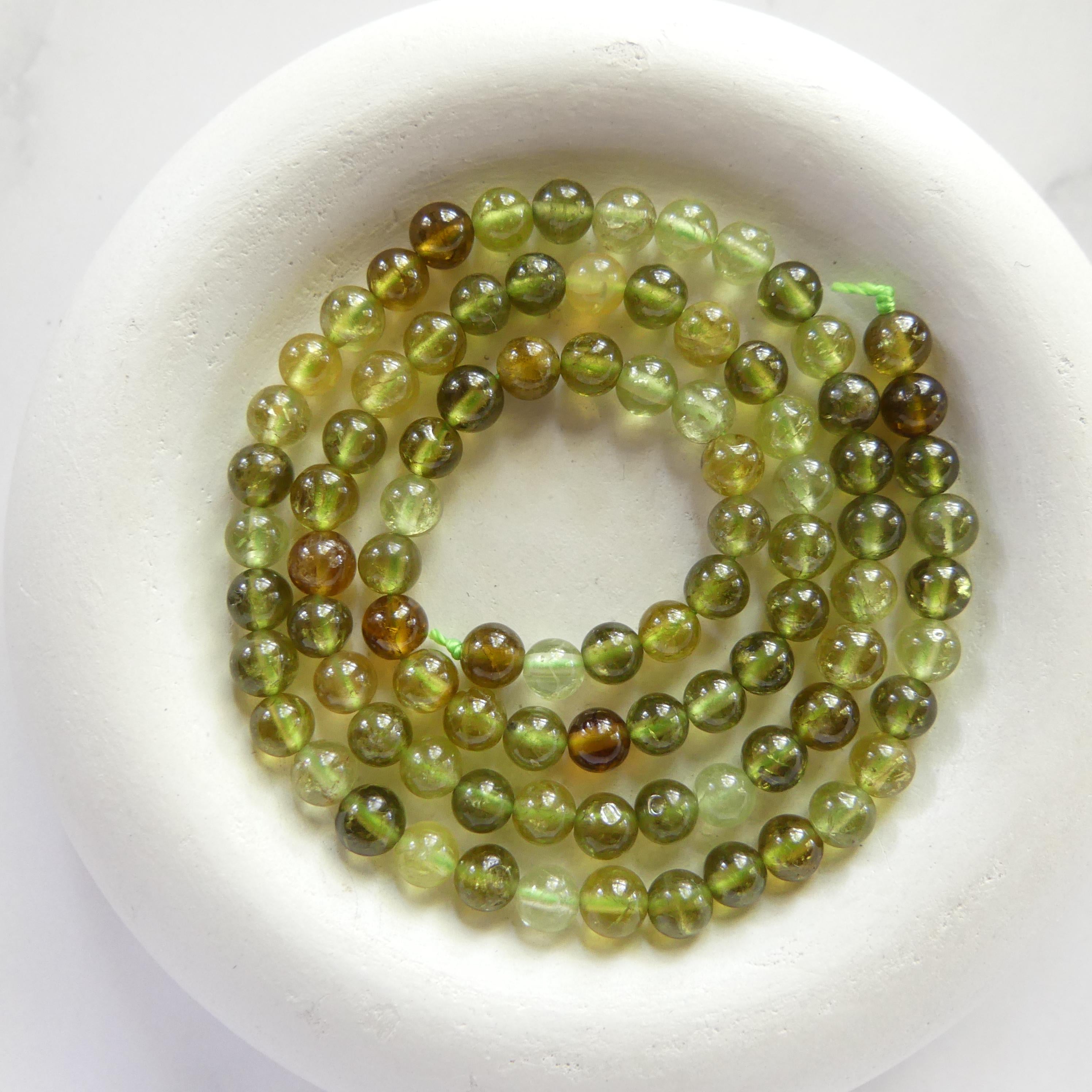 4mm 5mm AAA Grossularite Garnet Beads Smooth Green Garnet Beads 15" Natural Garnet Gemstone Beads Beading Crafter Gift DIY Jewelry