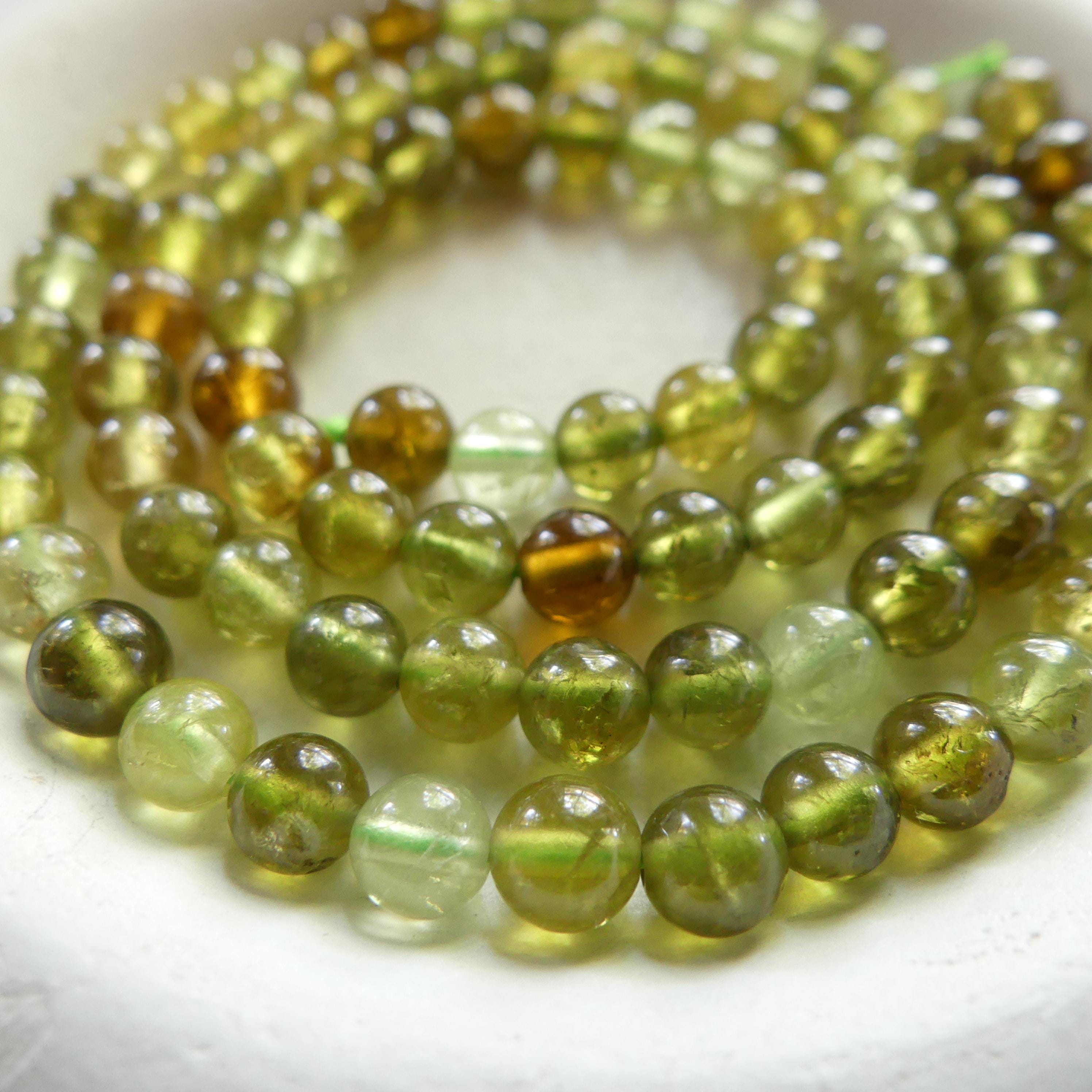4mm 5mm AAA Grossularite Garnet Beads Smooth Green Garnet Beads 15" Natural Garnet Gemstone Beads Beading Crafter Gift DIY Jewelry
