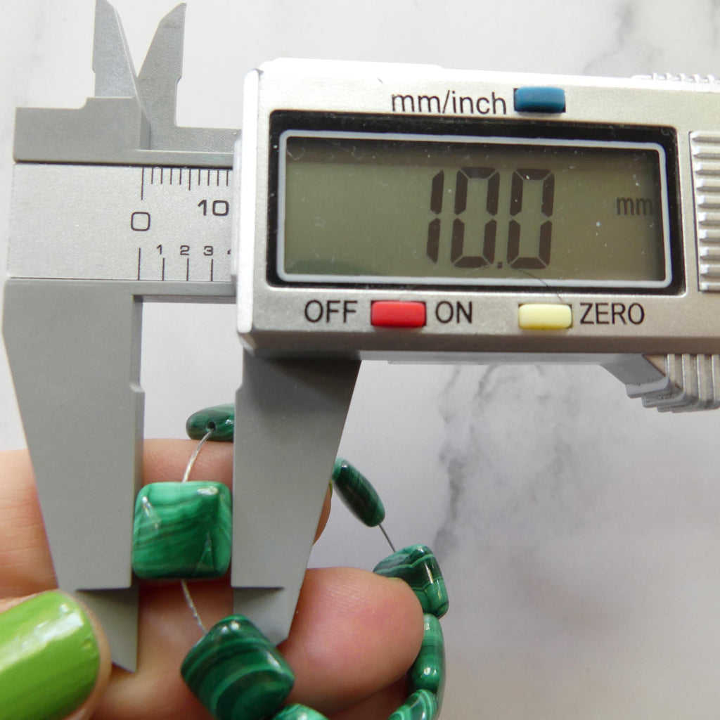 10mm Malachite Beads Flat Square Smooth 8pcs Vivid Green Malachite Gemstone Cushion Beads Jewelry Making DIY Earrings Beading Supply