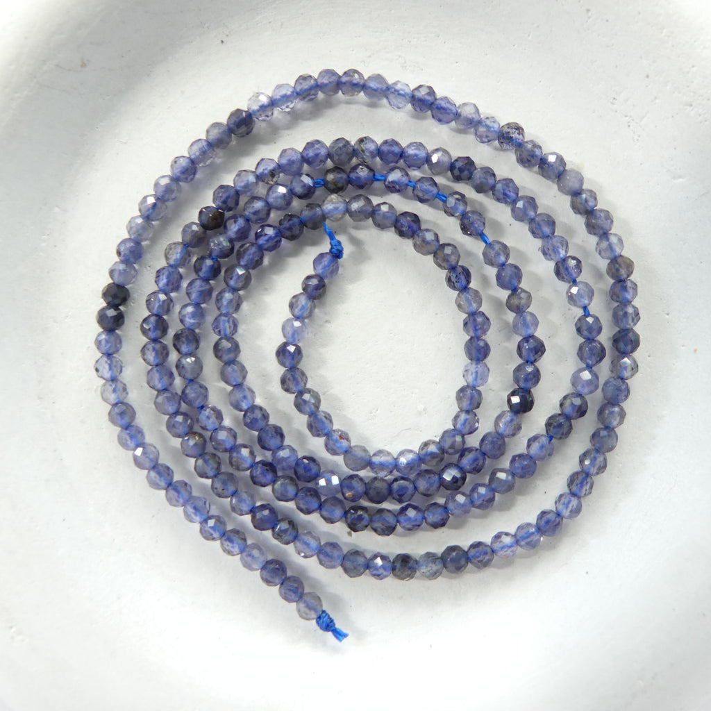 2mm AAA Iolite Micro Faceted Beads Genuine Beads 15" Sparkly Gemstone Beads Beading Crafter Gift