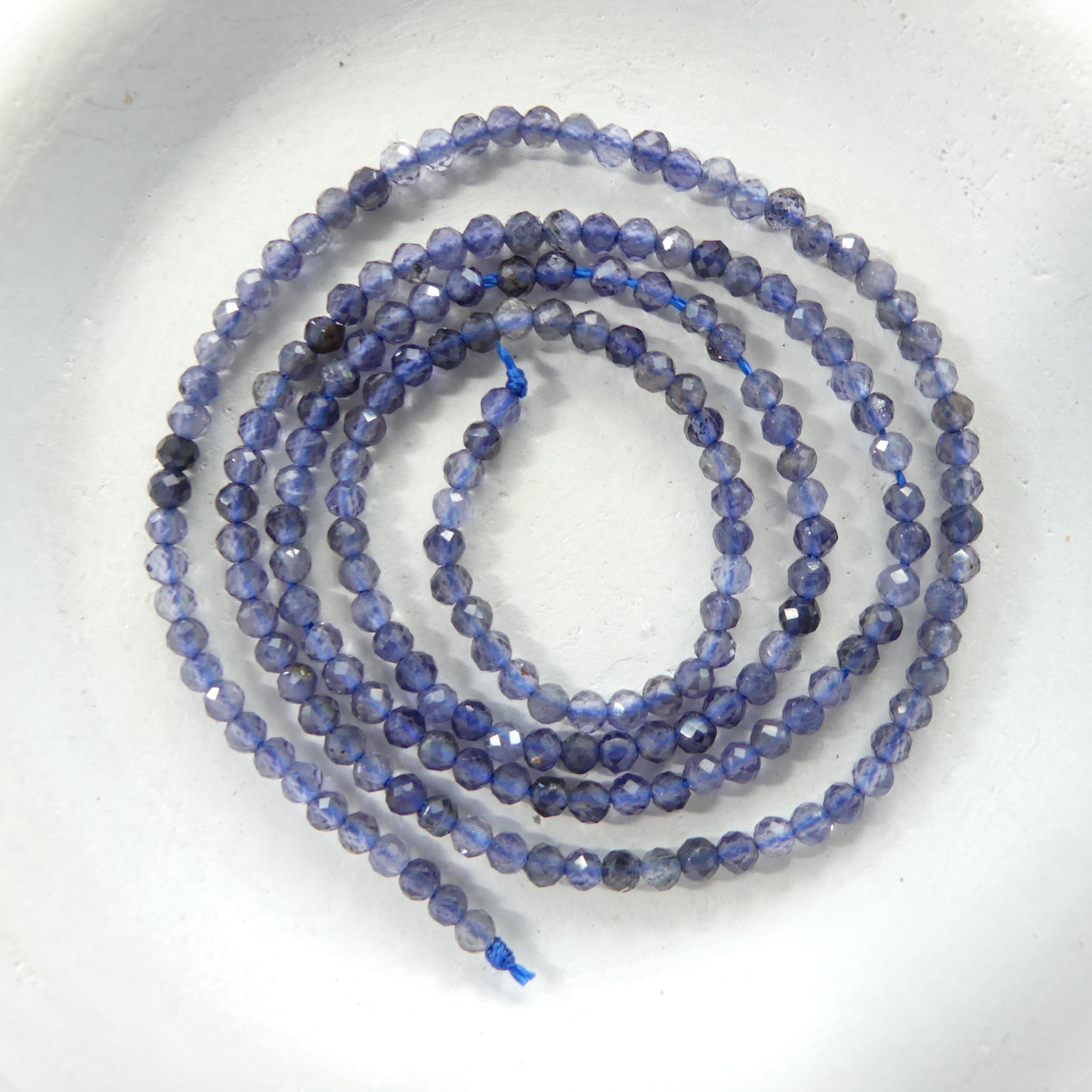 2mm AAA Iolite Micro Faceted Beads Genuine Beads 15" Sparkly Gemstone Beads Beading Crafter Gift