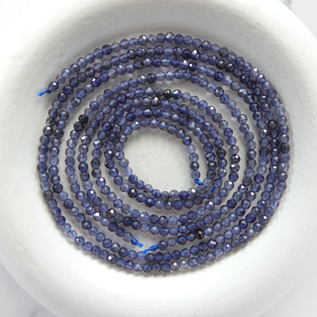 2mm AAA Iolite Micro Faceted Beads Genuine Beads 15" Sparkly Gemstone Beads Beading Crafter Gift