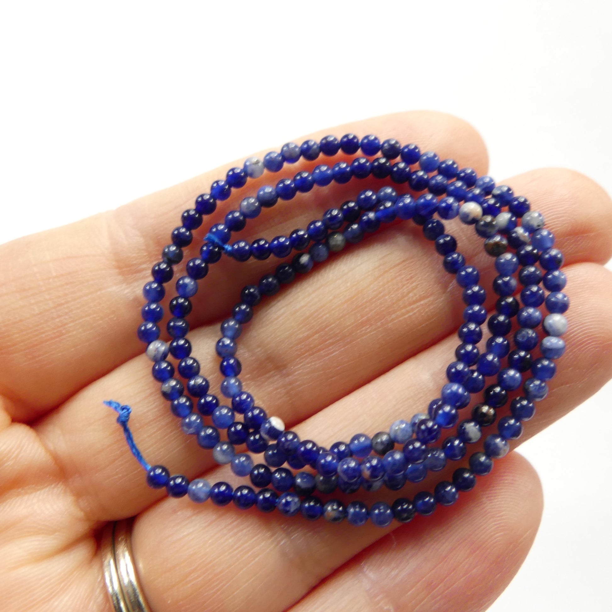 2mm Sodalite Smooth Beads 15" Blue Sodalite Genuine Gemstone Beads for Jewelry Making Beading Craft Gift Beads Blue Crystal Seed Beads