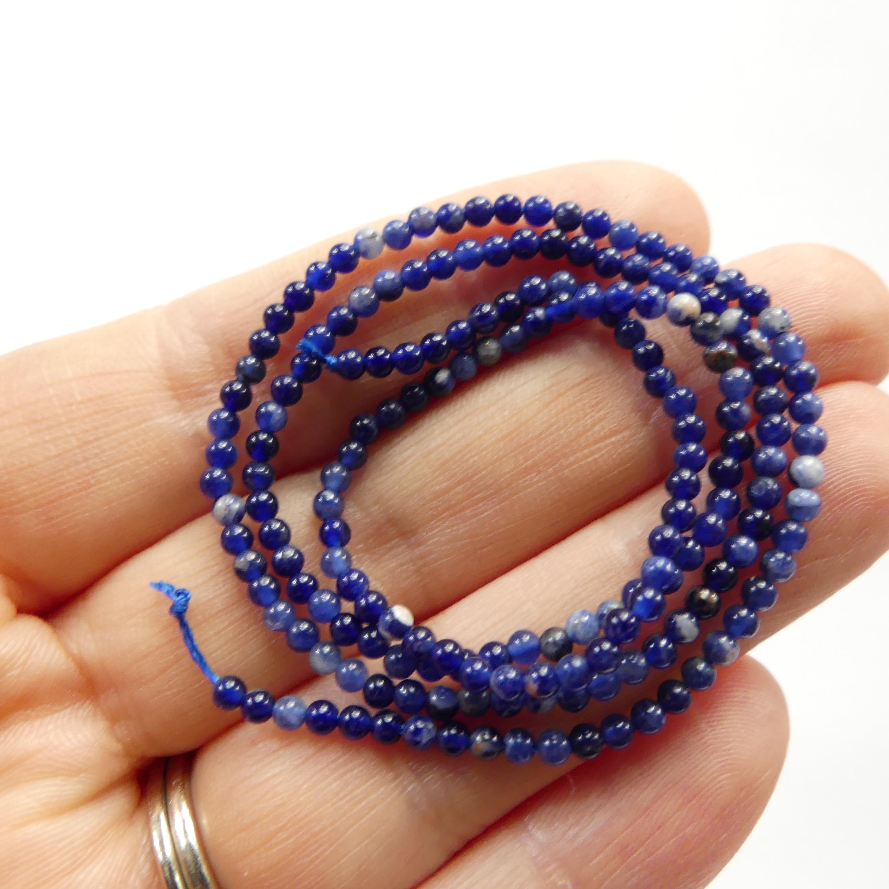 2mm Sodalite Smooth Beads 15" Blue Sodalite Genuine Gemstone Beads for Jewelry Making Beading Craft Gift Beads Blue Crystal Seed Beads