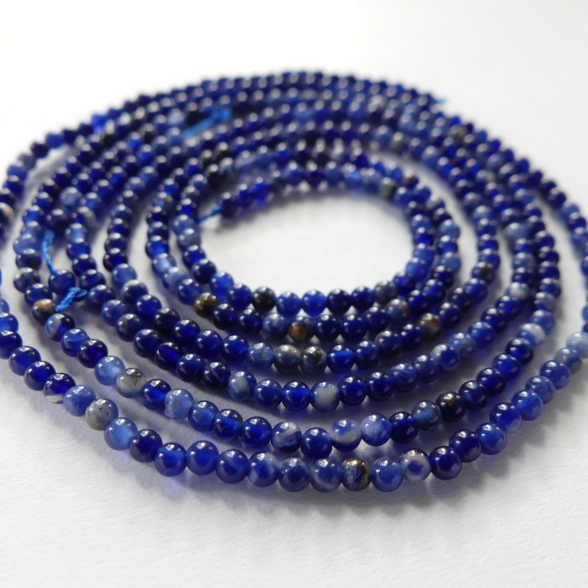 2mm Sodalite Smooth Beads 15" Blue Sodalite Genuine Gemstone Beads for Jewelry Making Beading Craft Gift Beads Blue Crystal Seed Beads