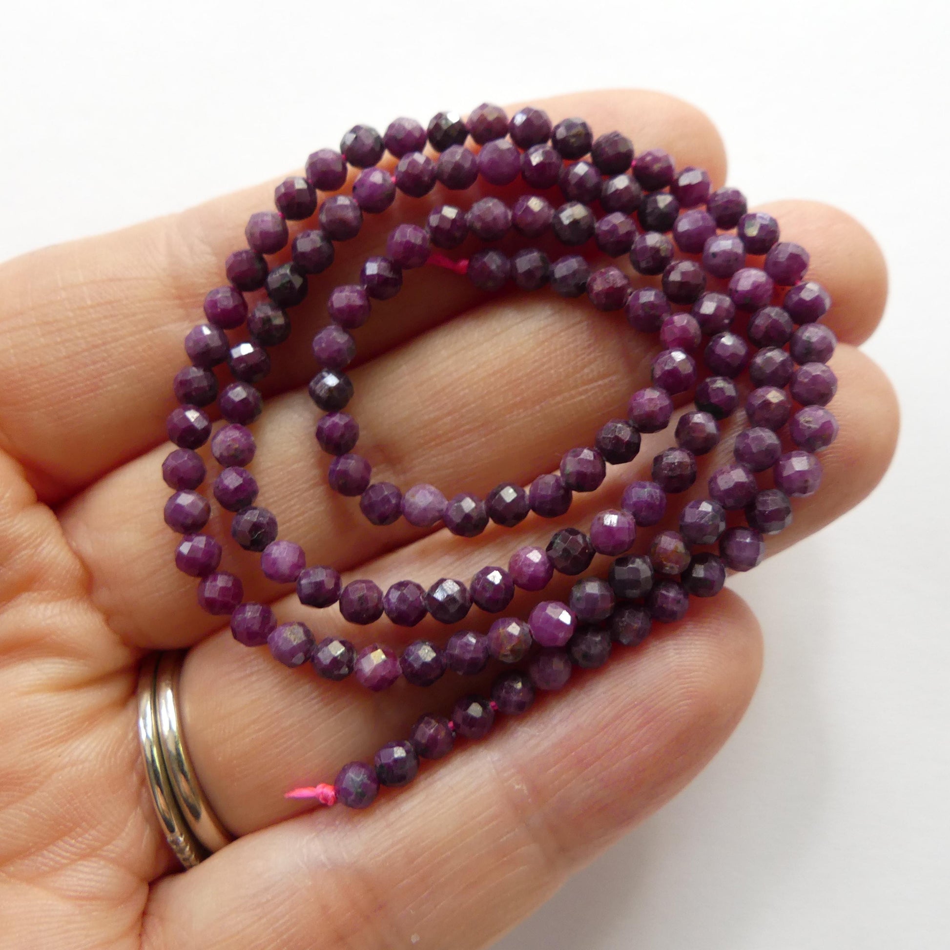 3mm Ruby Beads Micro Faceted Beads 15" Natural Crystal Beads Dark Pink Ruby Gemstone Beads Beading Crafter Gift July Birthstone DIY Jewelry