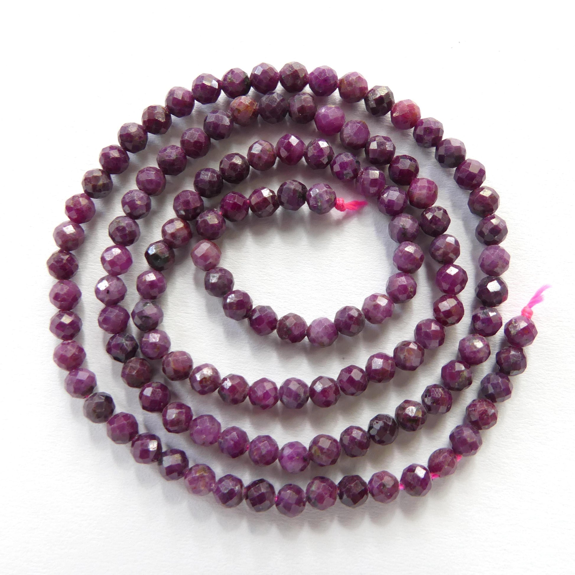 3mm Ruby Beads Micro Faceted Beads 15" Natural Crystal Beads Dark Pink Ruby Gemstone Beads Beading Crafter Gift July Birthstone DIY Jewelry