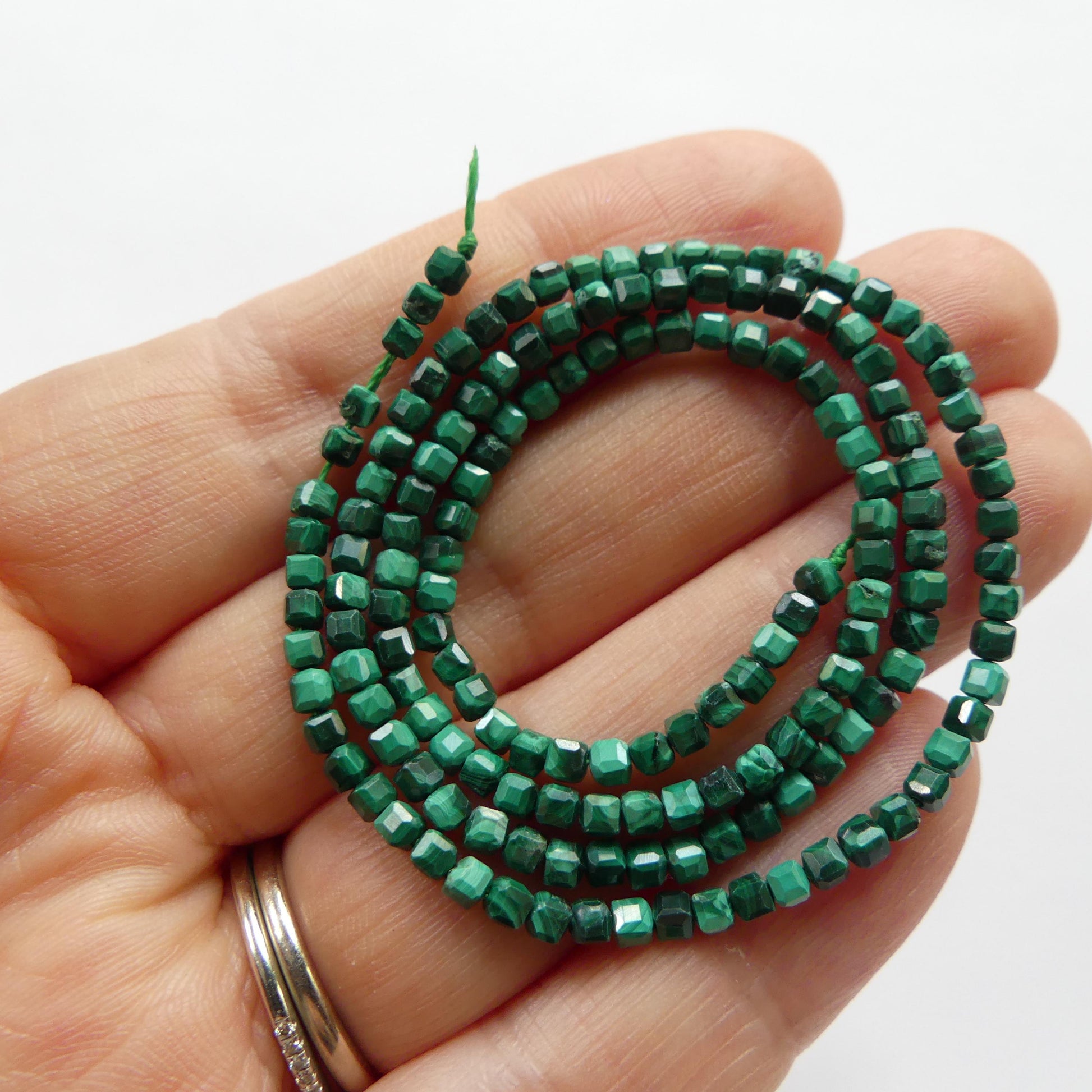 2mm Malachite Beads Cube Faceted 15" Vivid Green Malachite Gemstone Beads for Jewelry Making Beading Gift Crafter