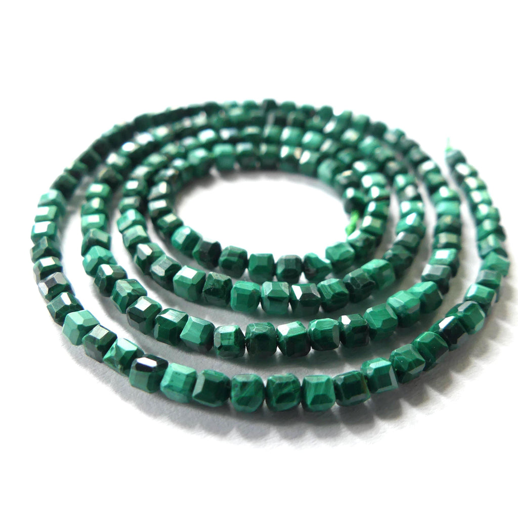 2mm Malachite Beads Cube Faceted 15" Vivid Green Malachite Gemstone Beads for Jewelry Making Beading Gift Crafter