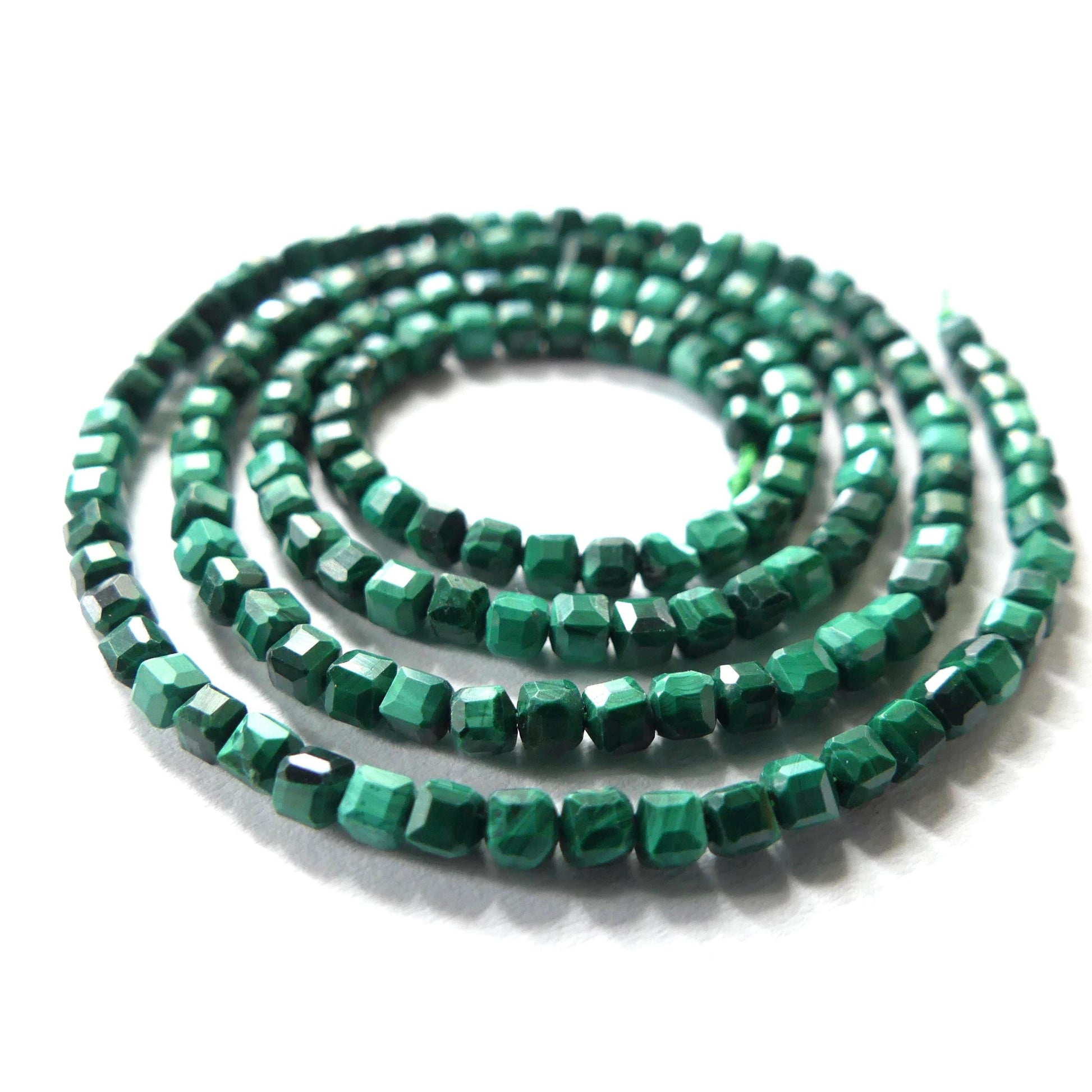 2mm Malachite Beads Cube Faceted 15" Vivid Green Malachite Gemstone Beads for Jewelry Making Beading Gift Crafter