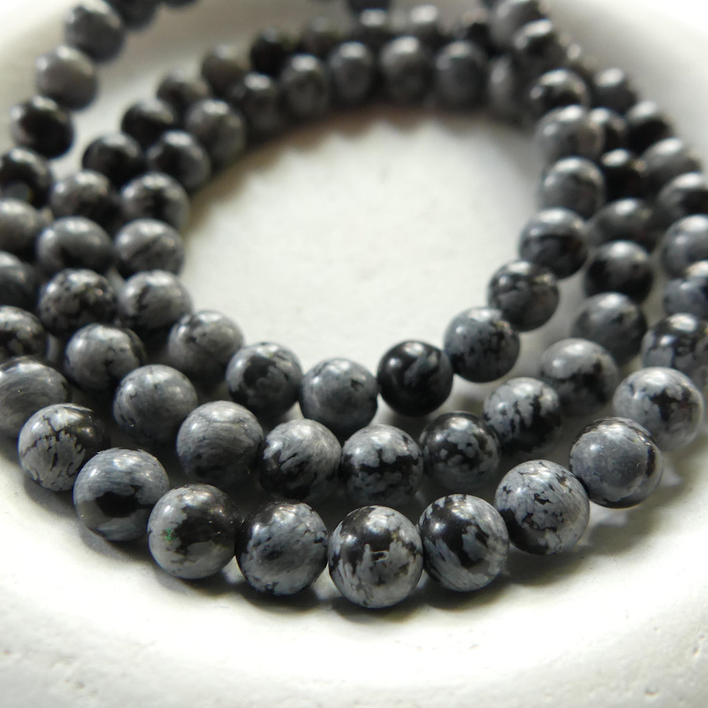 4mm 5mm Snowflake Obsidian Beads Faceted Gray Black Obsidian Genuine Beads 15" Gemstone Beads Beading Crafter Gift DIY Jewelry Making