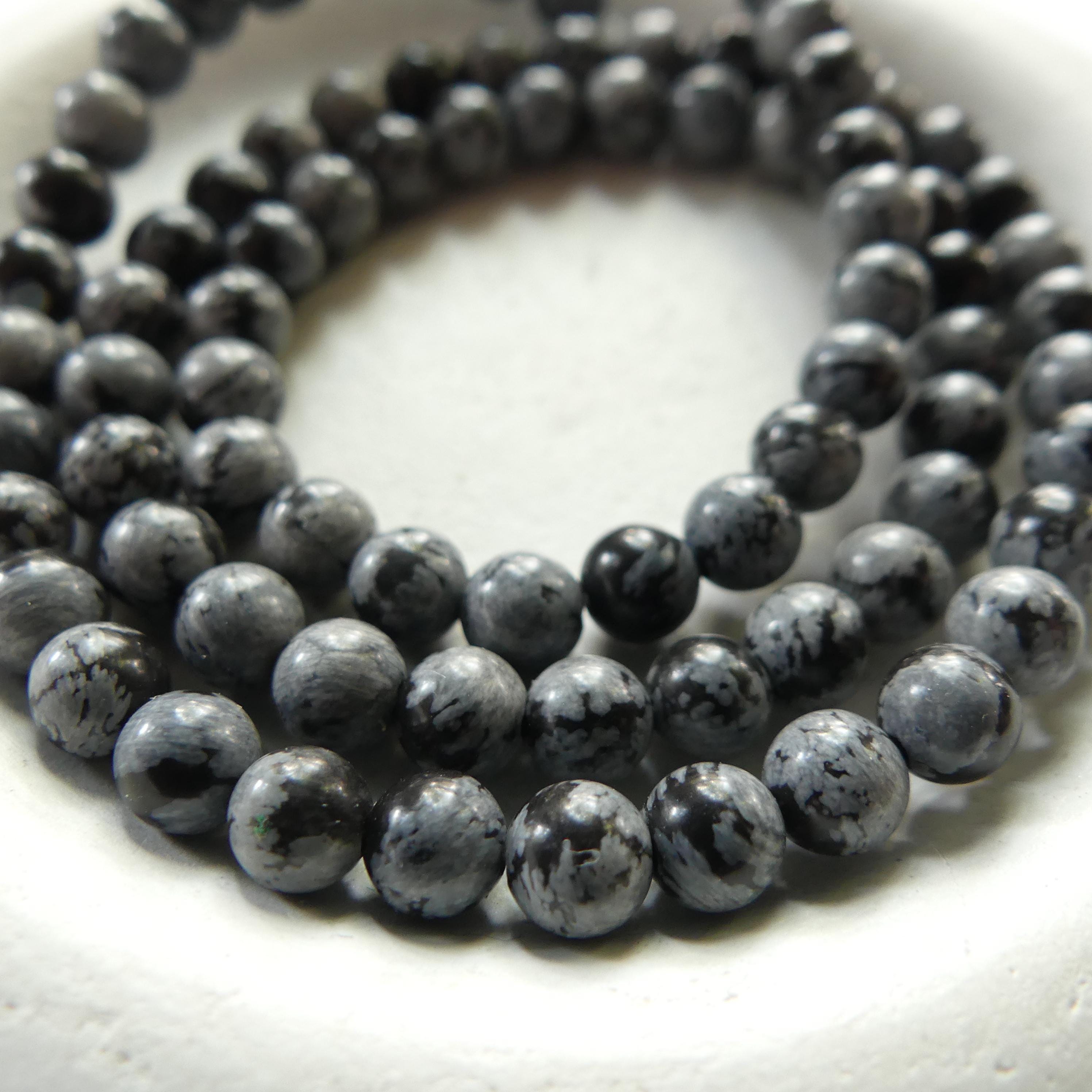 4mm 5mm Snowflake Obsidian Beads Faceted Gray Black Obsidian Genuine Beads 15" Gemstone Beads Beading Crafter Gift DIY Jewelry Making