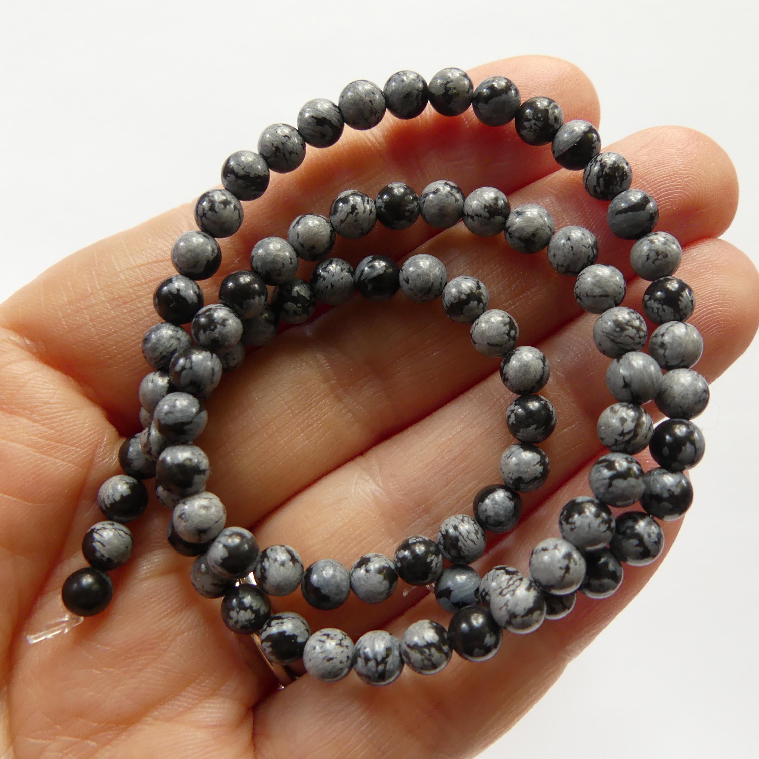 4mm 5mm Snowflake Obsidian Beads Faceted Gray Black Obsidian Genuine Beads 15" Gemstone Beads Beading Crafter Gift DIY Jewelry Making