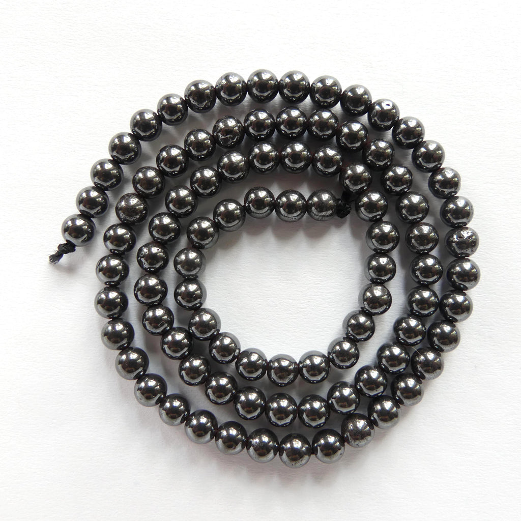 4mm 100% Natural Hematite Smooth Beads Genuine Sparkly Beads 15" Gemstone Beads for DIY Jewelry Making Crafter Gift
