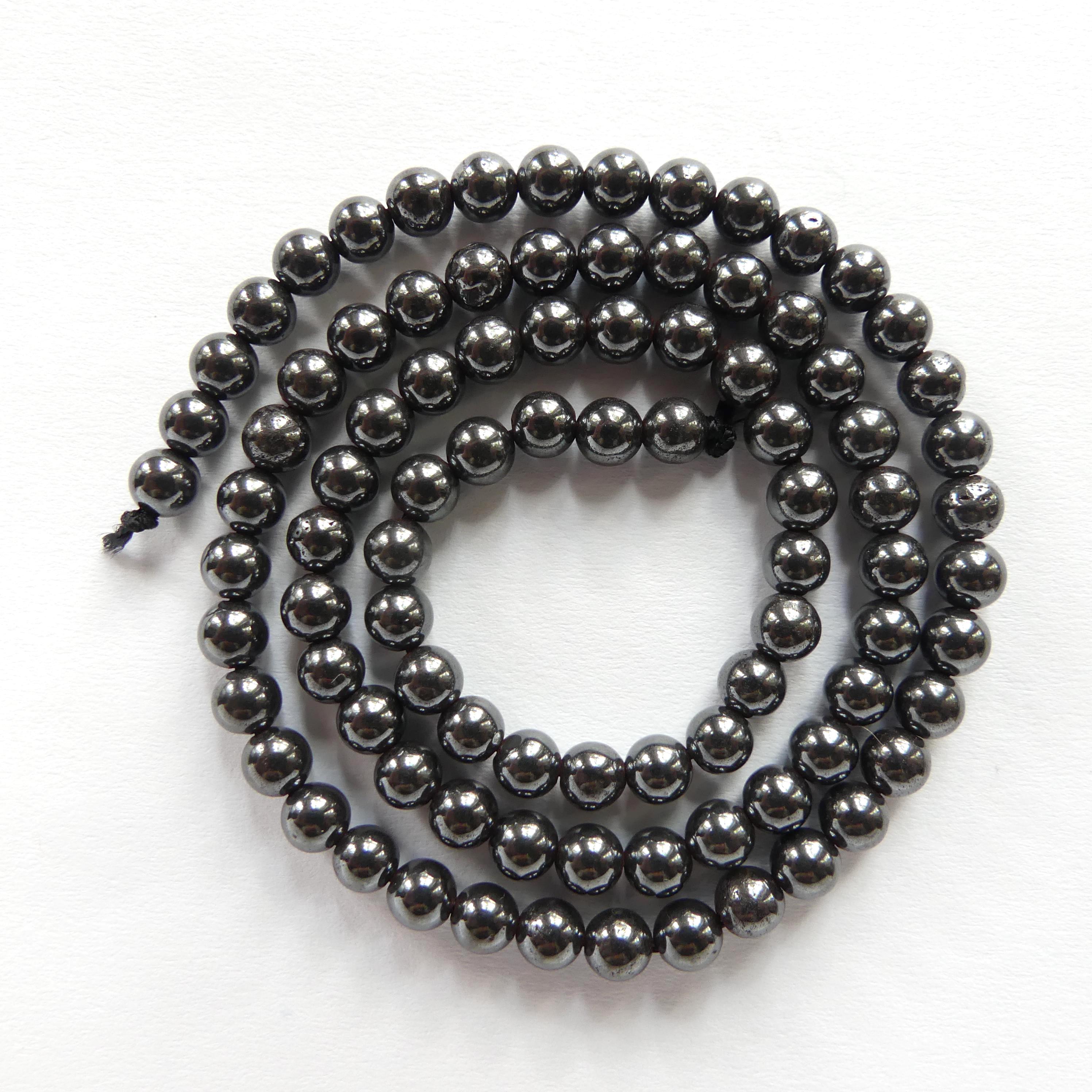 4mm 100% Natural Hematite Smooth Beads Genuine Sparkly Beads 15" Gemstone Beads for DIY Jewelry Making Crafter Gift