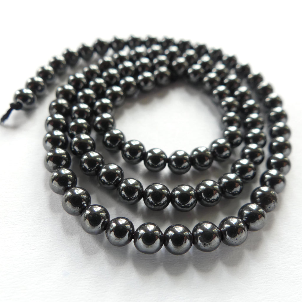 4mm 100% Natural Hematite Smooth Beads Genuine Sparkly Beads 15" Gemstone Beads for DIY Jewelry Making Crafter Gift
