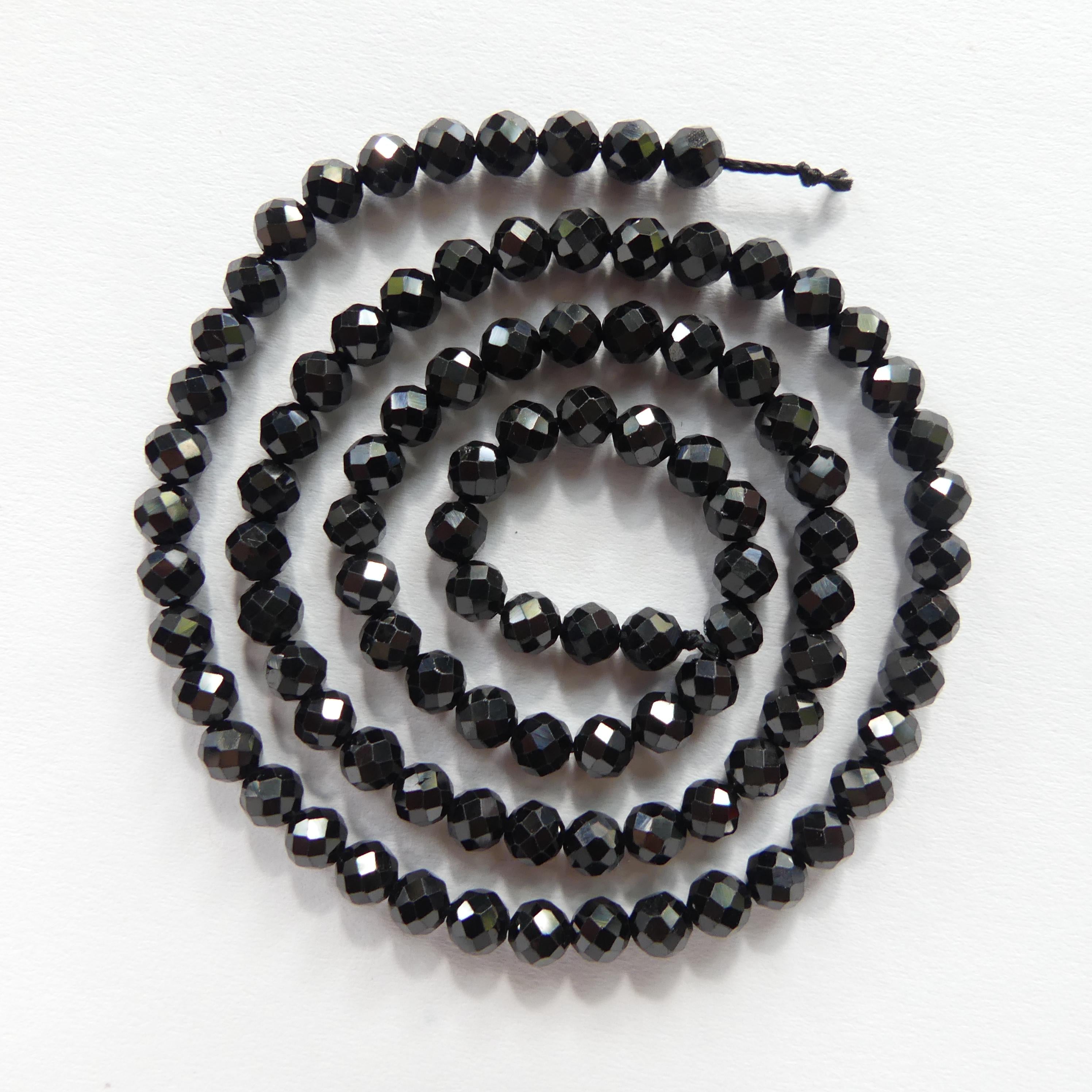 4mm Black Spinel Beads Faceted 15" Sparkly Black Stone Crystal Genuine Gemstone Beads for Jewelry Making Beading Craft Gift Beads