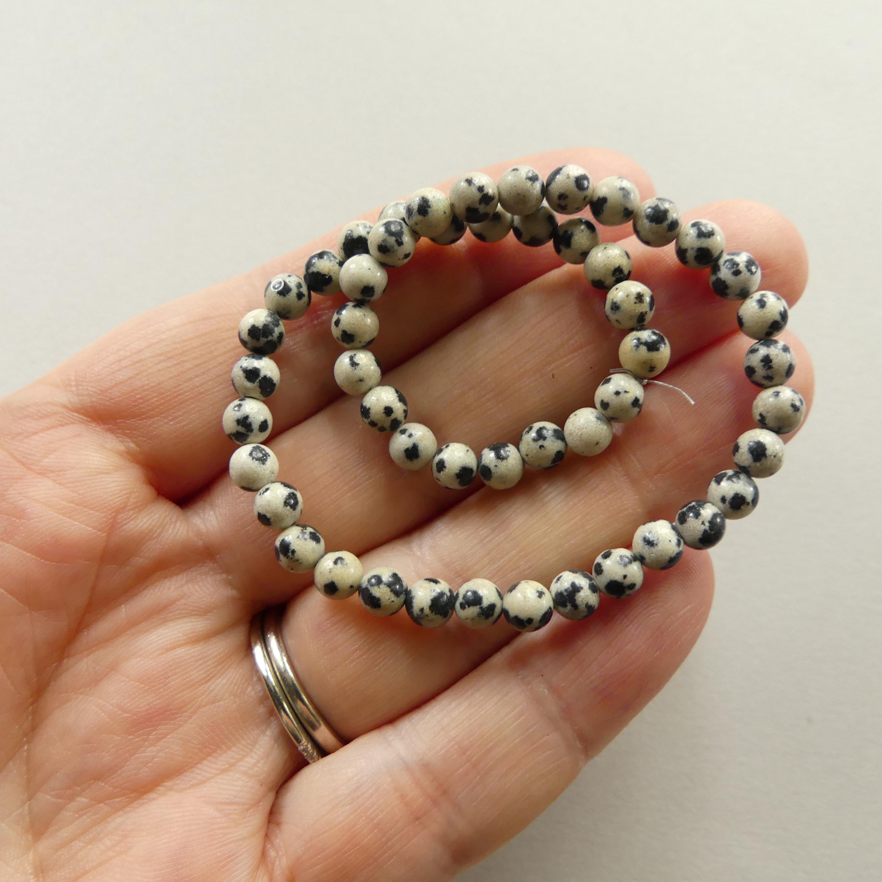 4mm Dalmatian Jasper Beads Smooth Genuine Small Spotted Jasper Kiwi Beads 9" Gemstone Beads for Jewelry Making Beading Gift Crafter