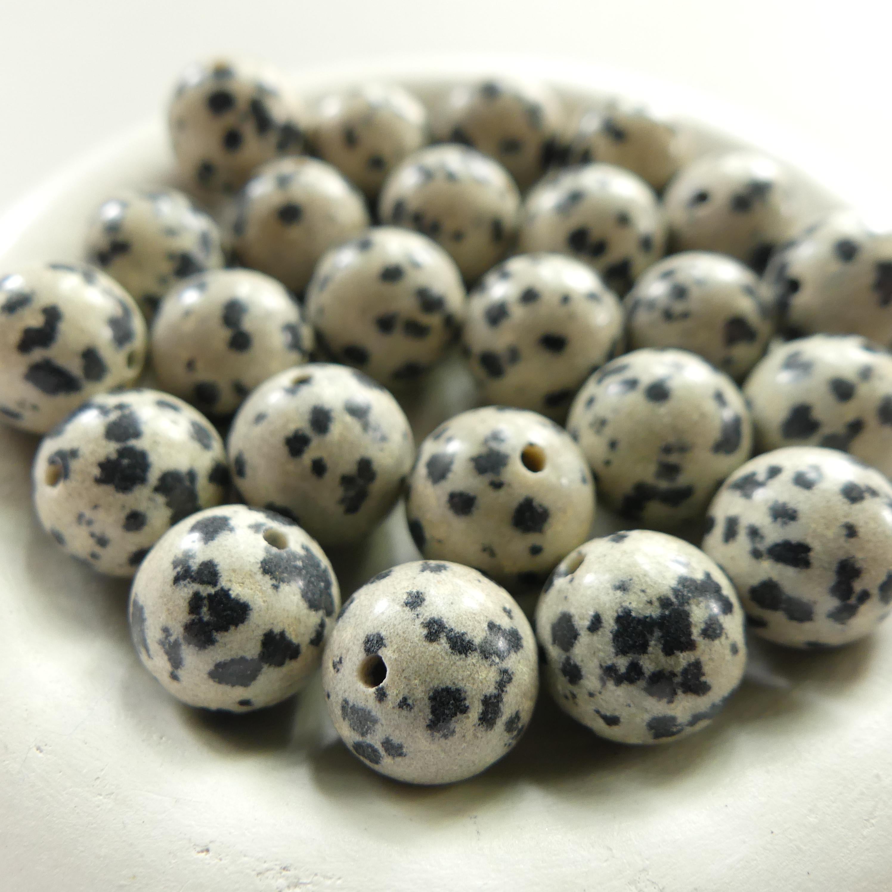 10mm Dalmatian Jasper Beads Smooth Genuine Small Spotted Jasper Kiwi Beads Gemstone Beads for Jewelry Making Beading Gift Crafter
