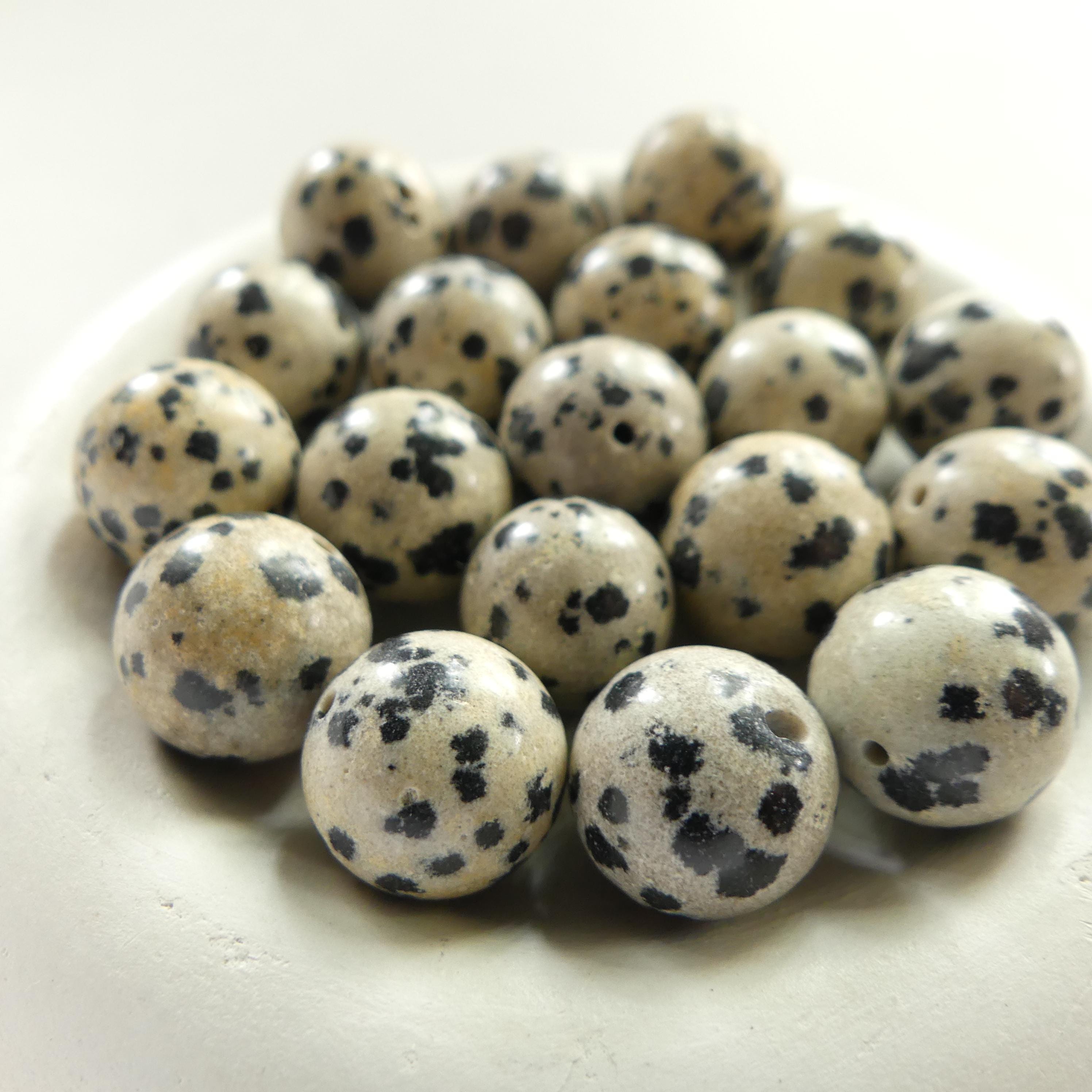 12mm Dalmatian Jasper Beads Smooth Genuine Small Spotted Jasper Kiwi Beads Gemstone Beads for Jewelry Making Beading Gift Crafter