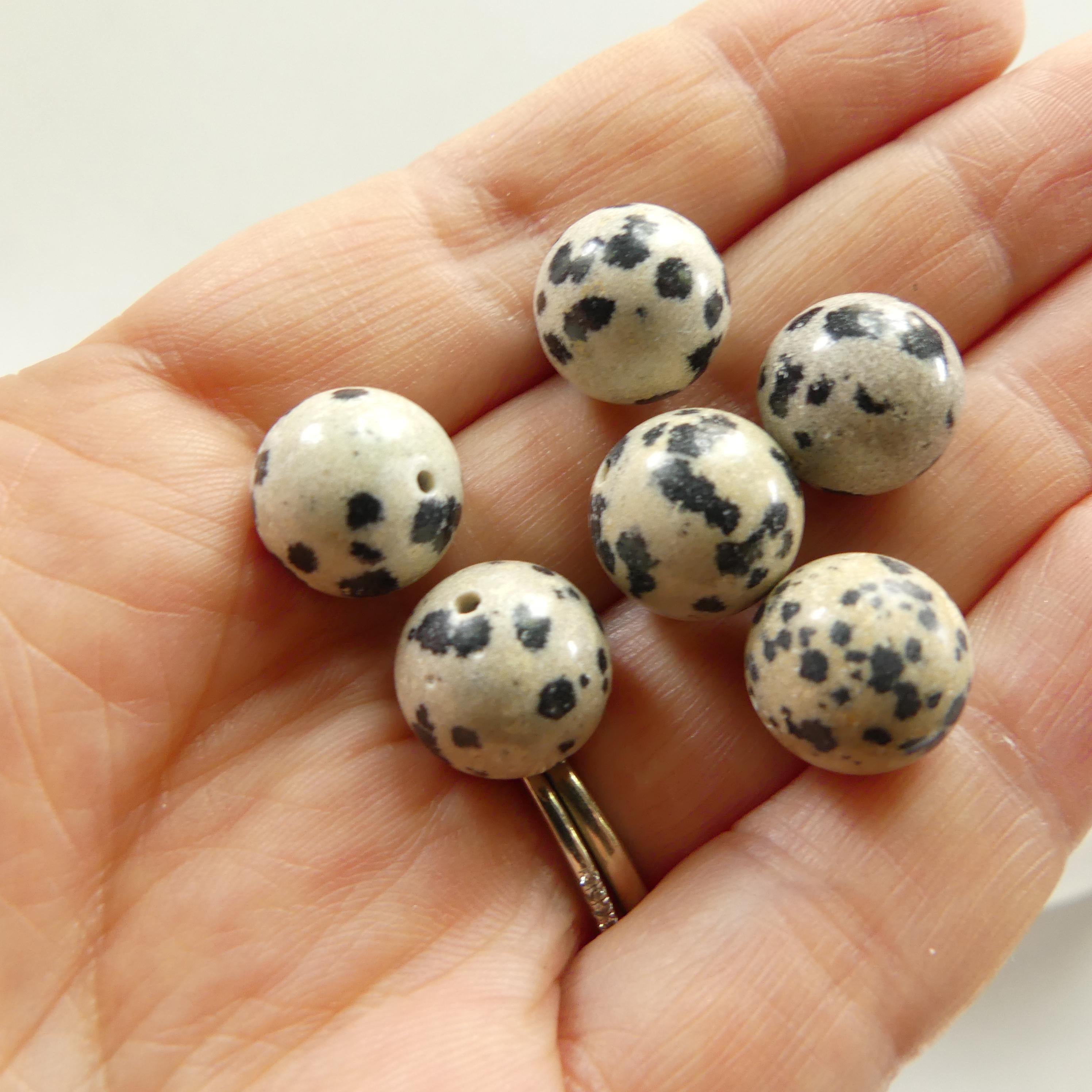 12mm Dalmatian Jasper Beads Smooth Genuine Small Spotted Jasper Kiwi Beads Gemstone Beads for Jewelry Making Beading Gift Crafter
