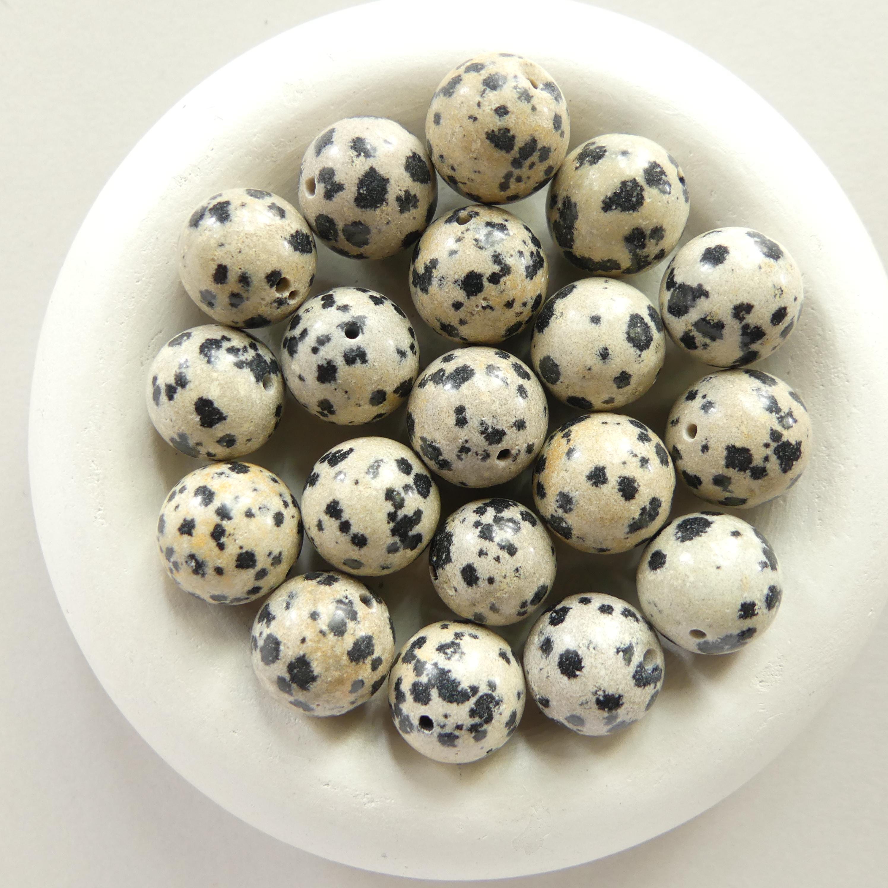 12mm Dalmatian Jasper Beads Smooth Genuine Small Spotted Jasper Kiwi Beads Gemstone Beads for Jewelry Making Beading Gift Crafter