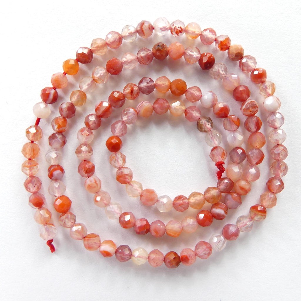3mm Natural Carnelian Faceted Beads 15" Orange Genuine Gemstone Beads for Jewelry Making Beading Craft Gift Beads Self-Love Abundance