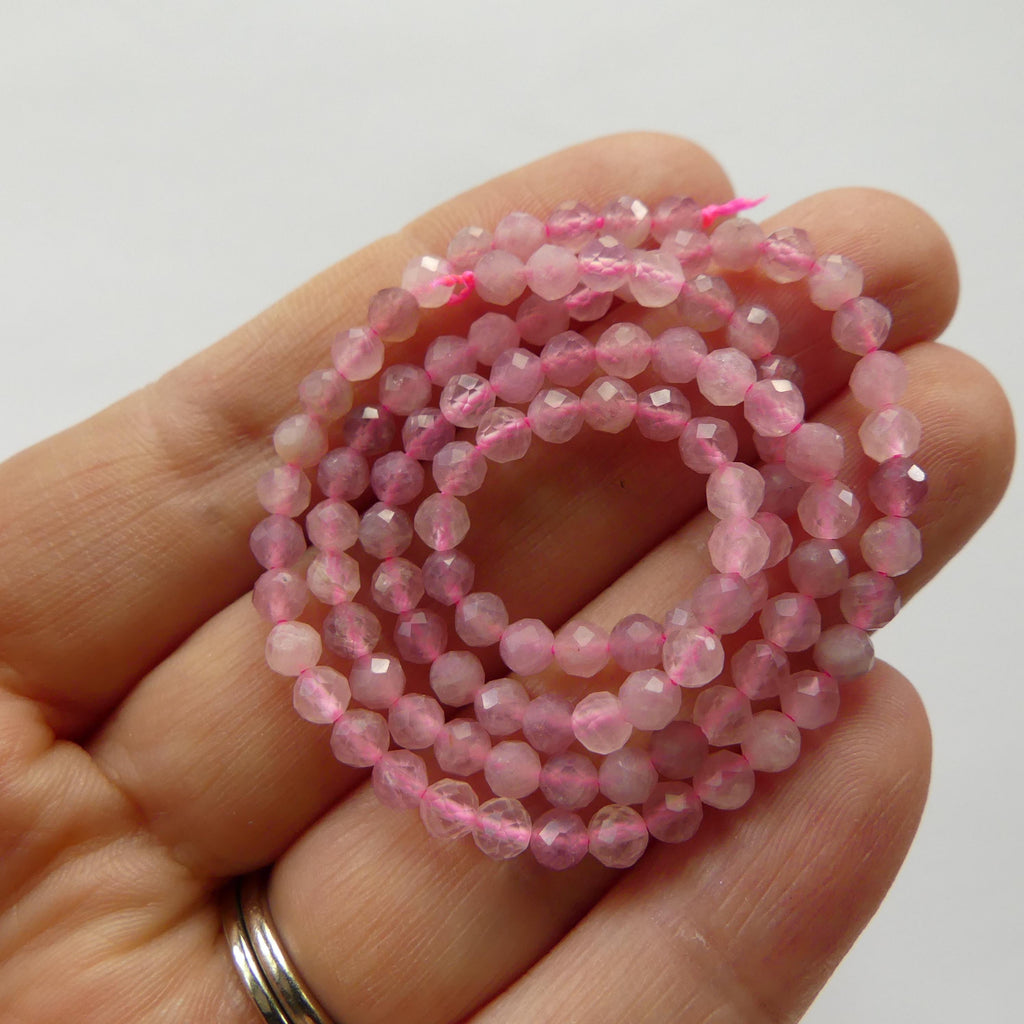 3mm 4mm Madagascar Rose Quartz Faceted Beads 15" Pale Pink Genuine Gemstone Beads for Jewelry Making Beading Craft Gift Beads
