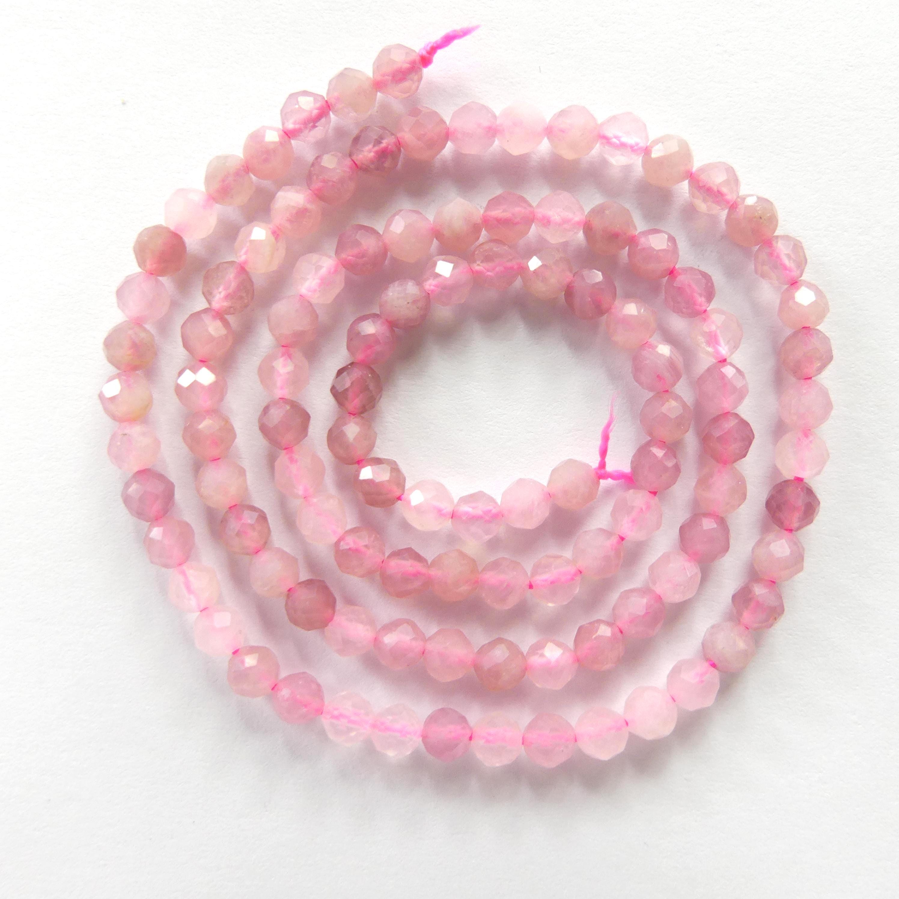 3mm 4mm Madagascar Rose Quartz Faceted Beads 15" Pale Pink Genuine Gemstone Beads for Jewelry Making Beading Craft Gift Beads
