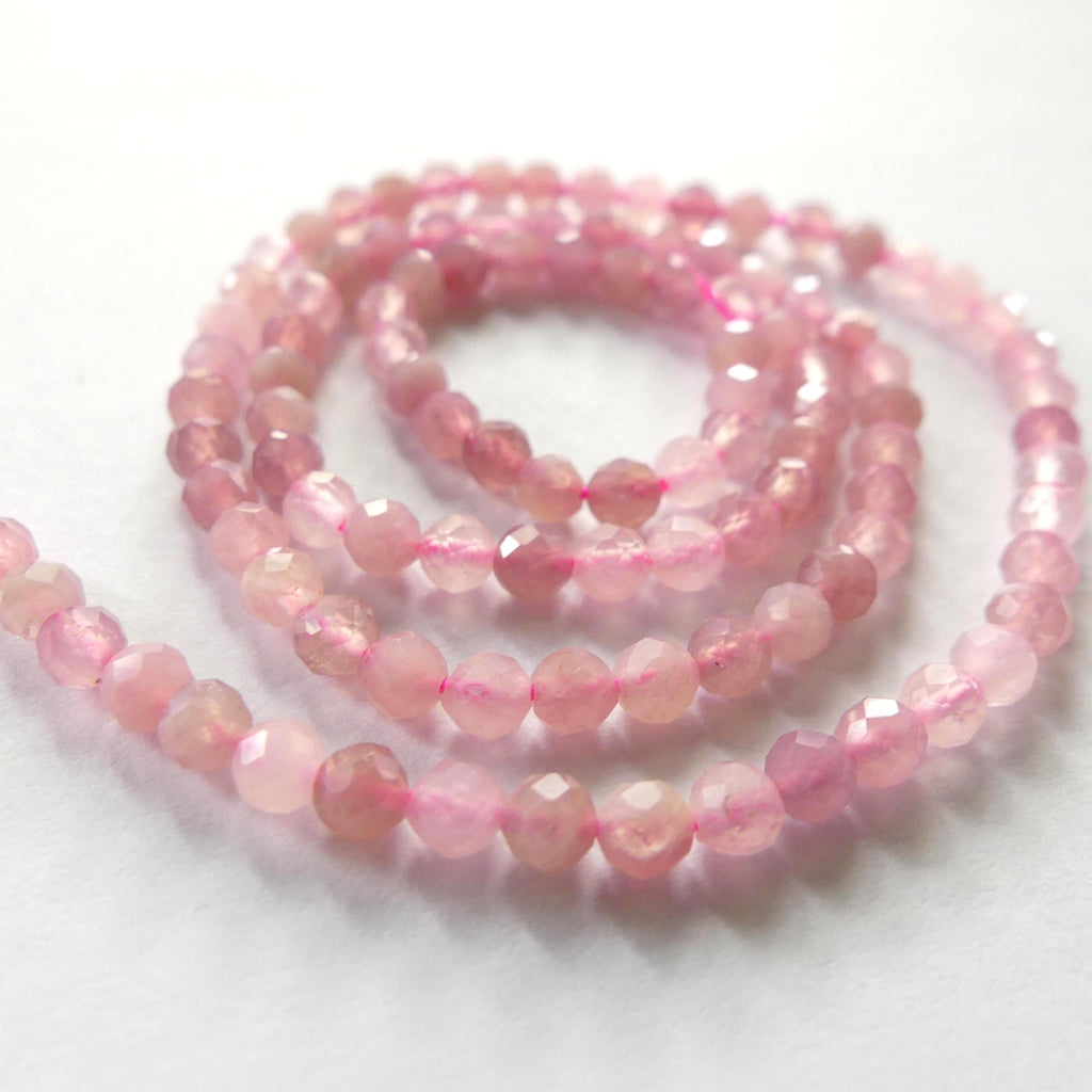 3mm 4mm Madagascar Rose Quartz Faceted Beads 15" Pale Pink Genuine Gemstone Beads for Jewelry Making Beading Craft Gift Beads