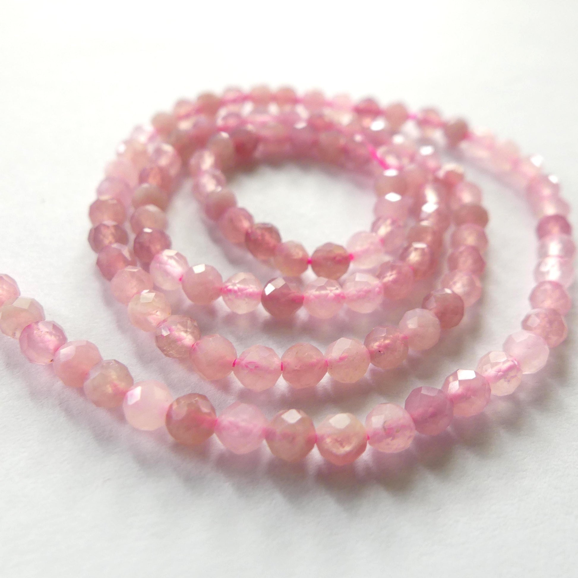 3mm 4mm Madagascar Rose Quartz Faceted Beads 15" Pale Pink Genuine Gemstone Beads for Jewelry Making Beading Craft Gift Beads