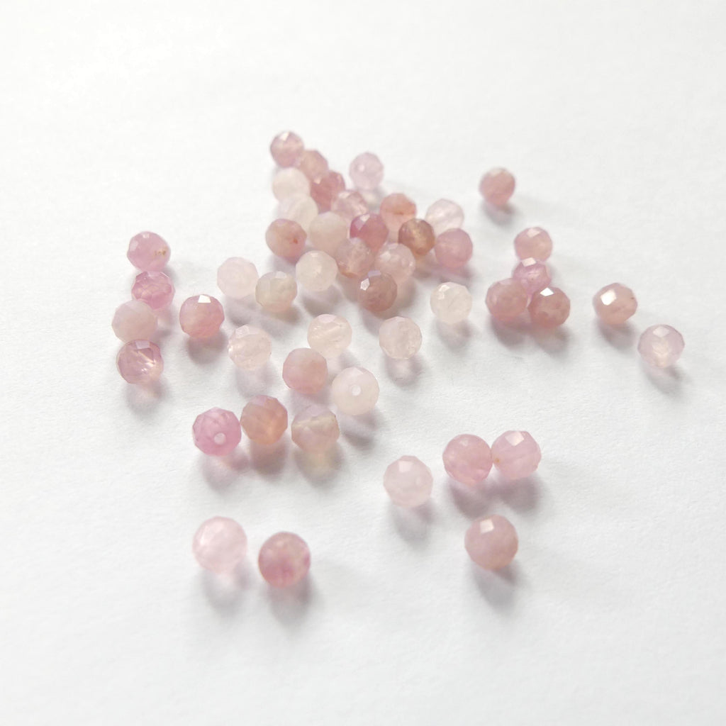 3mm 4mm Madagascar Rose Quartz Faceted Beads 15" Pale Pink Genuine Gemstone Beads for Jewelry Making Beading Craft Gift Beads
