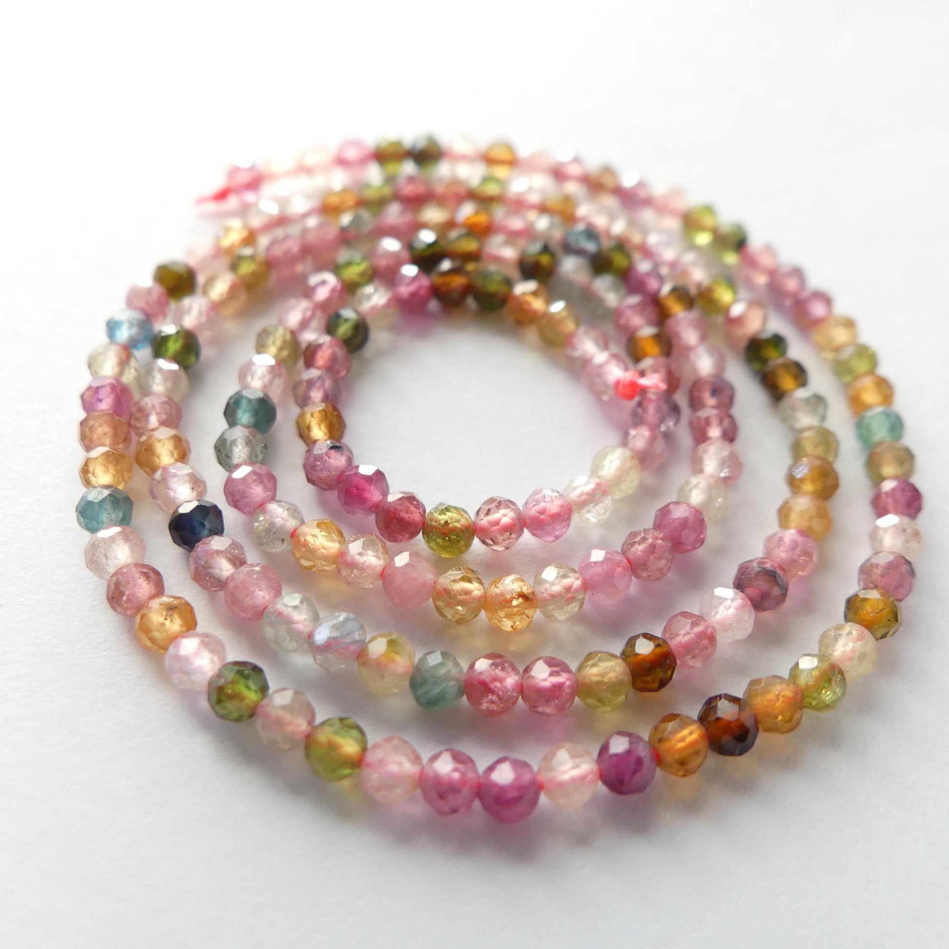 2.5mm AAA Watermelon Tourmaline Micro Faceted Beads 15" Transparent Rainbow Gemstone Beads for Jewelry Making