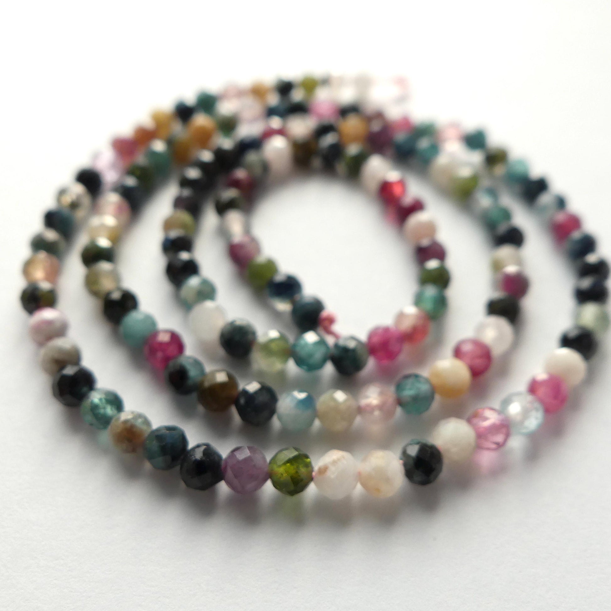 3mm Watermelon Tourmaline Faceted Beads 15" Transparent Rainbow Gemstone Beads Jewelry Making Beading Gift Crafter October Birthstone