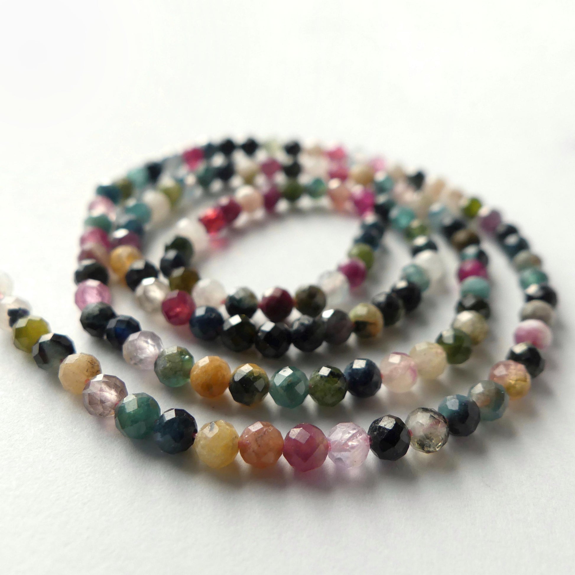 3mm Watermelon Tourmaline Faceted Beads 15" Transparent Rainbow Gemstone Beads Jewelry Making Beading Gift Crafter October Birthstone