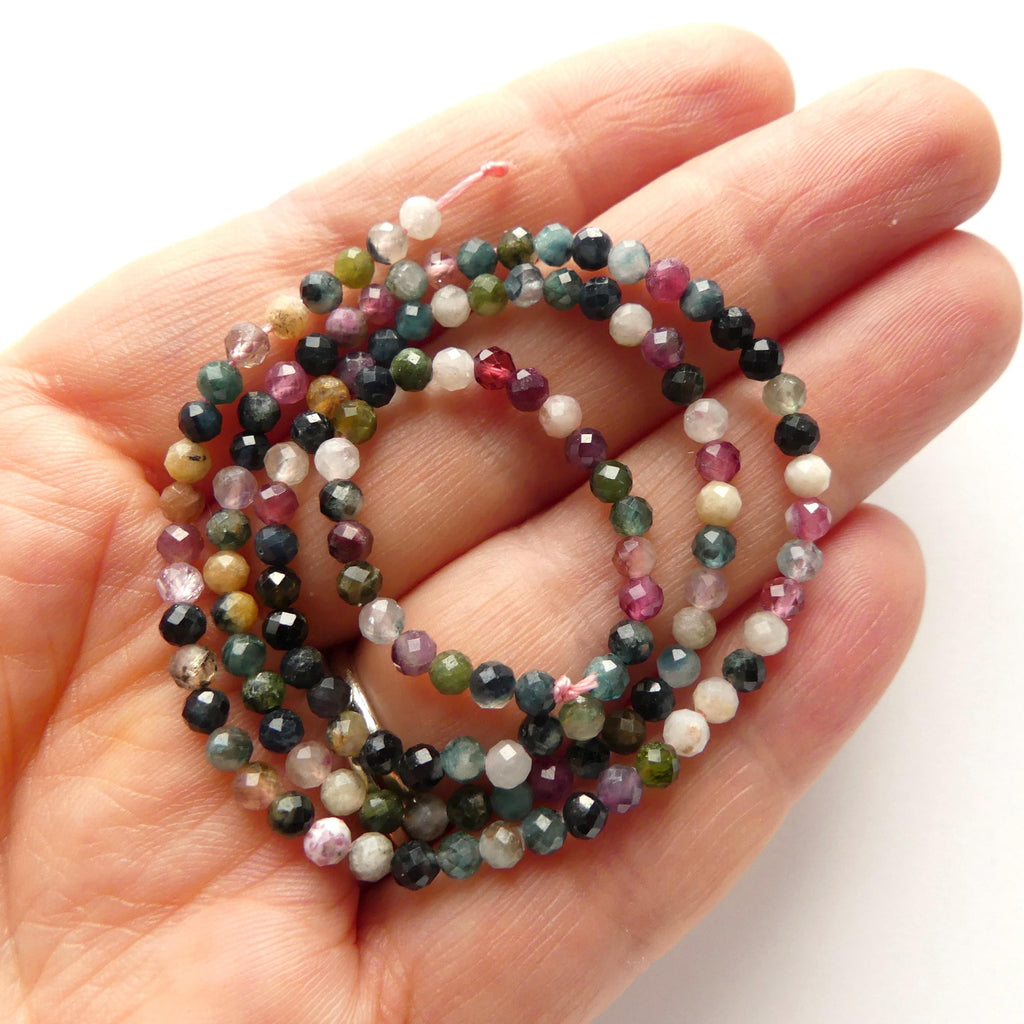 3mm Watermelon Tourmaline Faceted Beads 15" Transparent Rainbow Gemstone Beads Jewelry Making Beading Gift Crafter October Birthstone