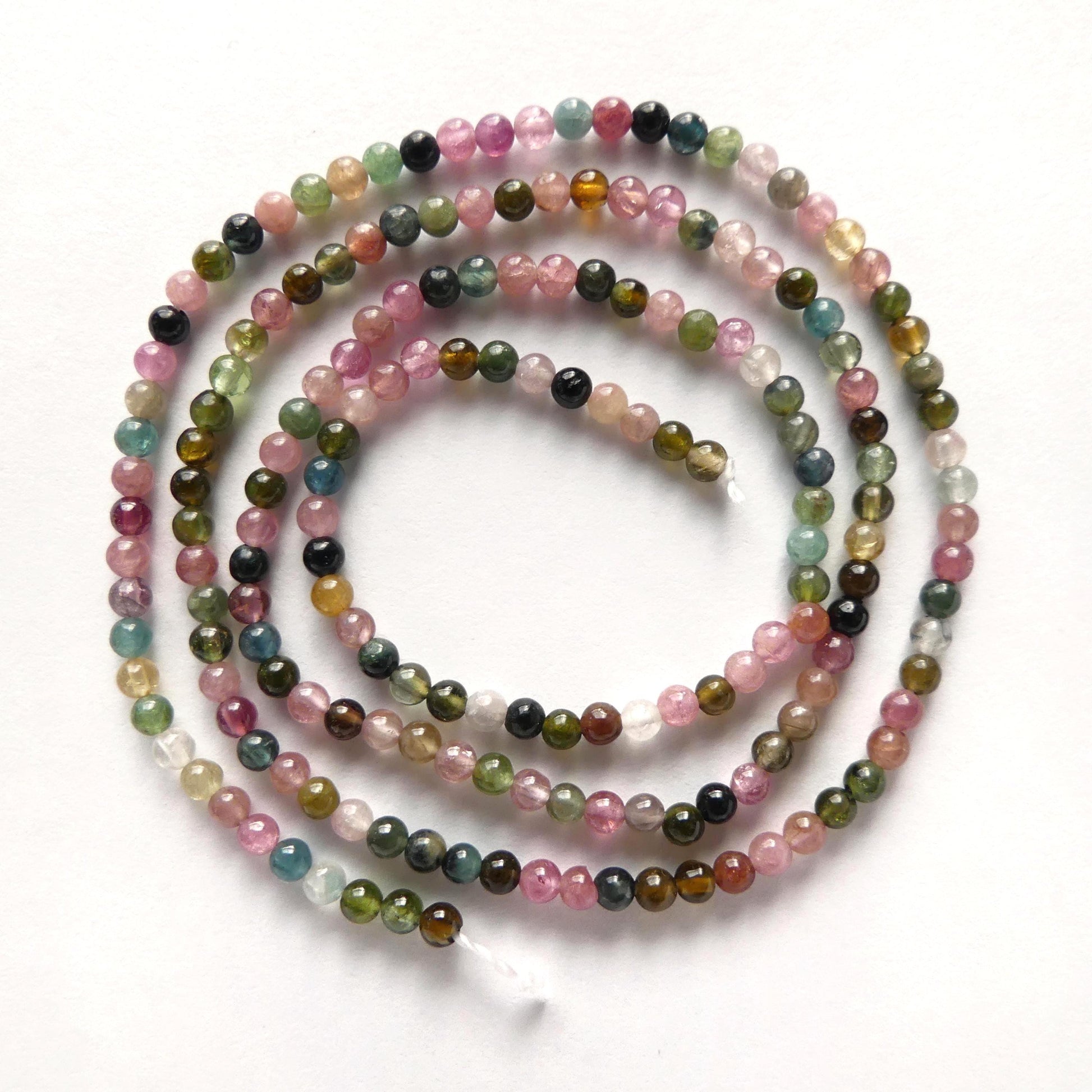 2mm Watermelon Tourmaline Smooth Beads 15" Transparent Rainbow Gemstone Beads for Jewelry Making DIY October Birthstone