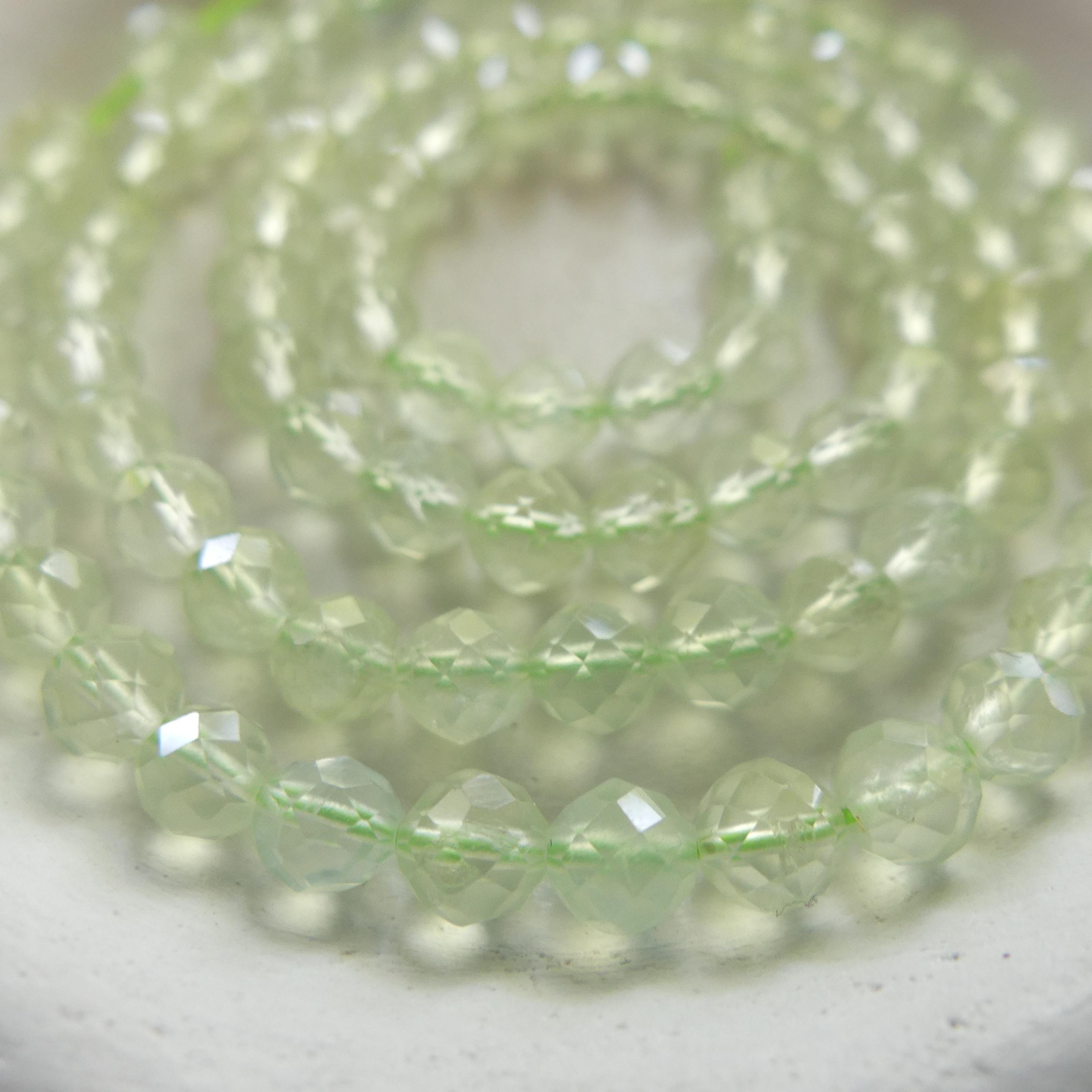 4mm AAA Prehnite Beads Faceted Beads 15" Pale Green Natural Gemstone Beads Beading Crafter Gift DIY jewelry making