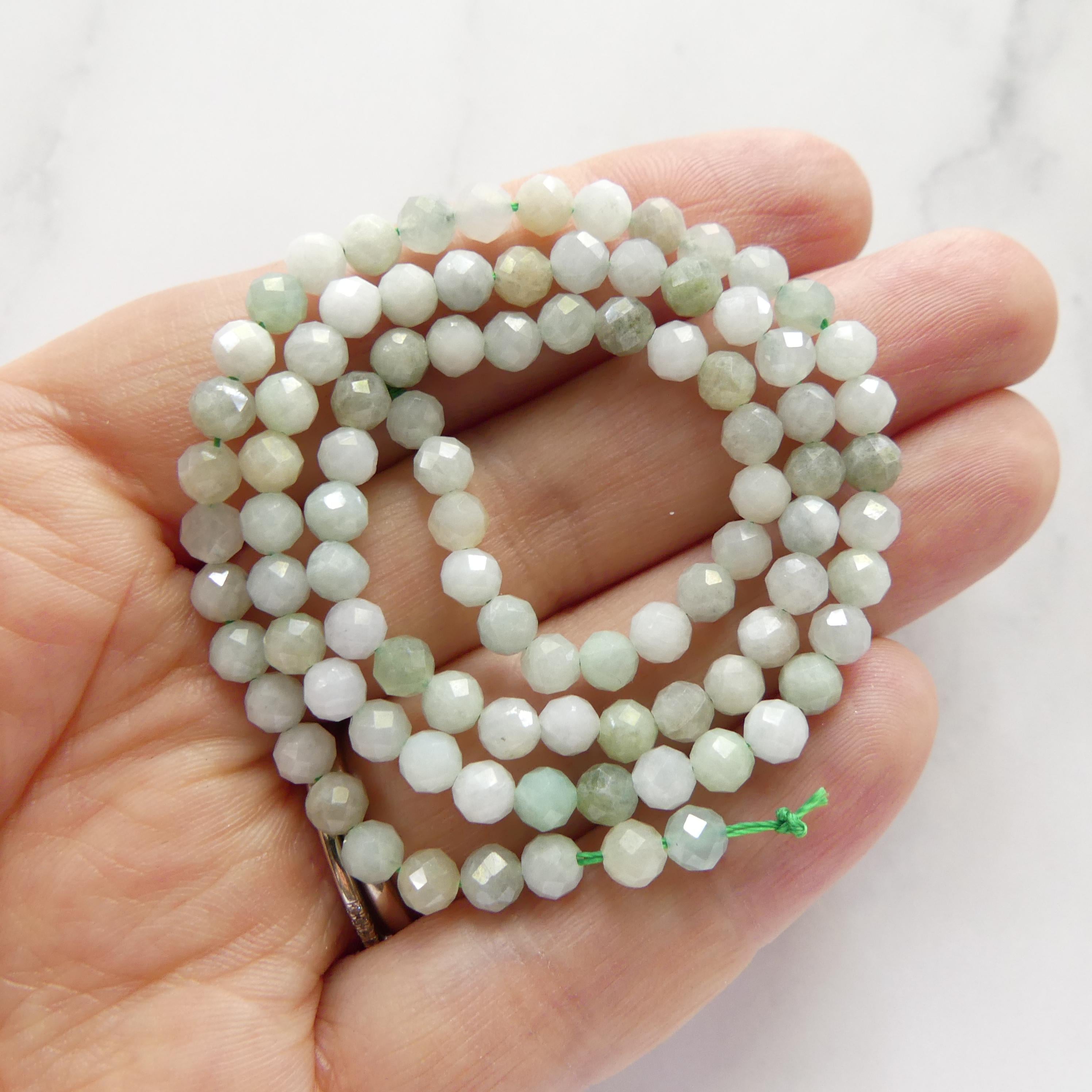 4mm Burma Jade Beads Faceted 15" Burma Jadeite Genuine Gemstone Beads Sparkly Natural Jade for Jewelry Making Beading Craft Gift Beads