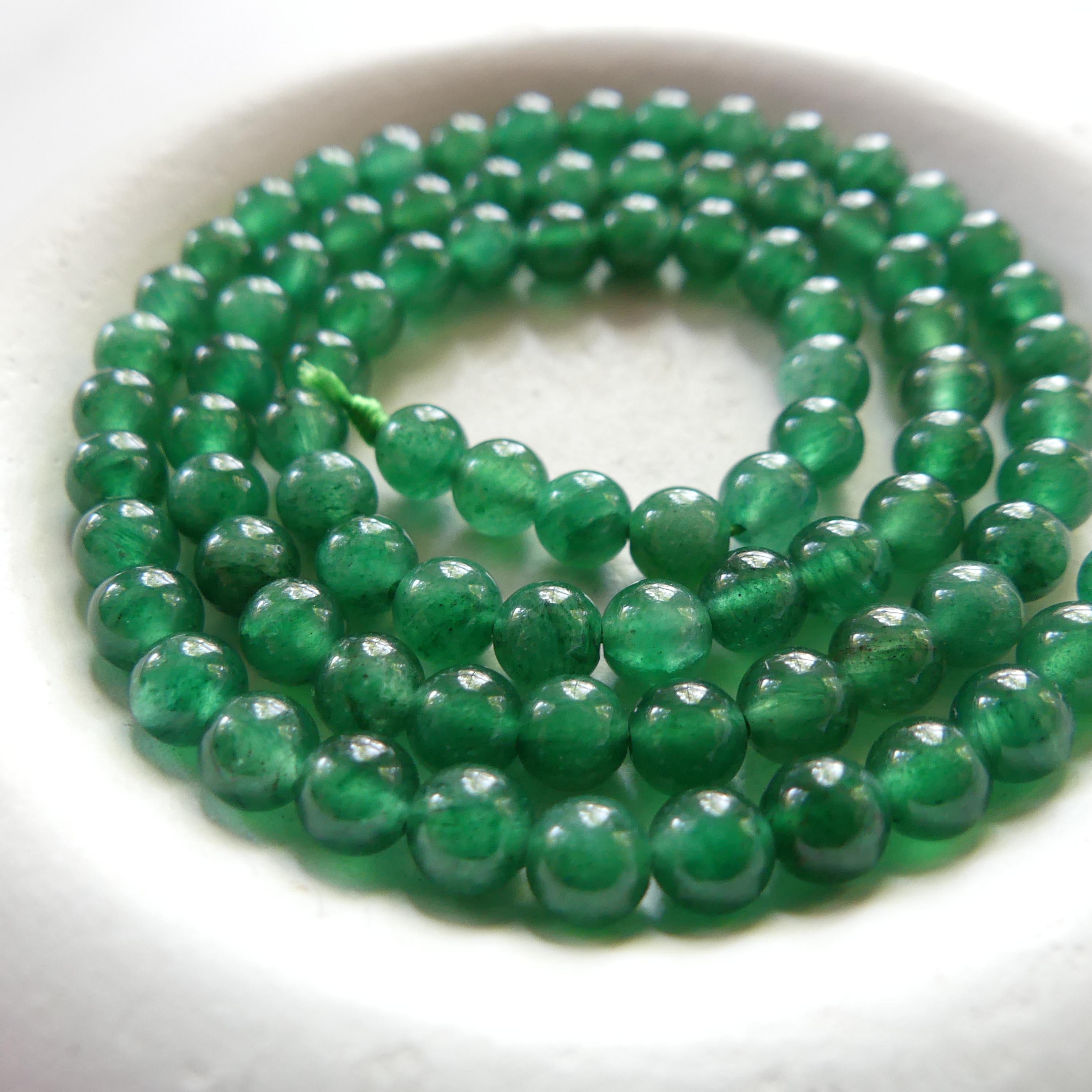 4mm-5mm Natural Fuchsite Beads Smooth Genuine Small Emerald Green Beads 15" Gemstone Beads for Jewelry Making