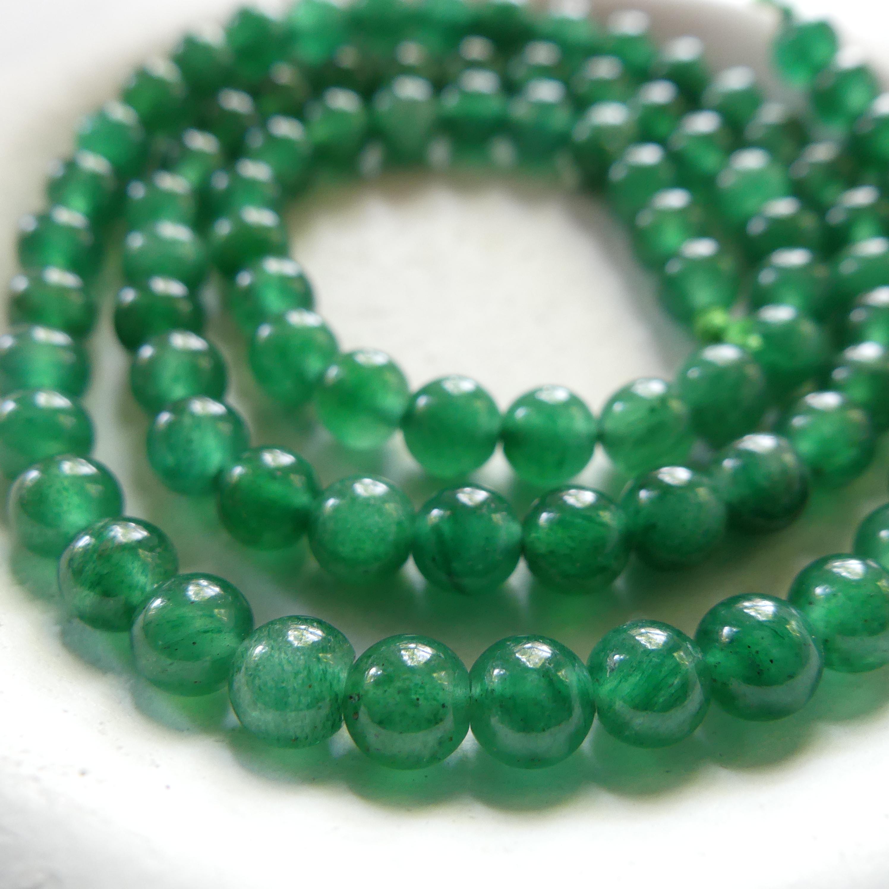4mm-5mm Natural Fuchsite Beads Smooth Genuine Small Emerald Green Beads 15" Gemstone Beads for Jewelry Making
