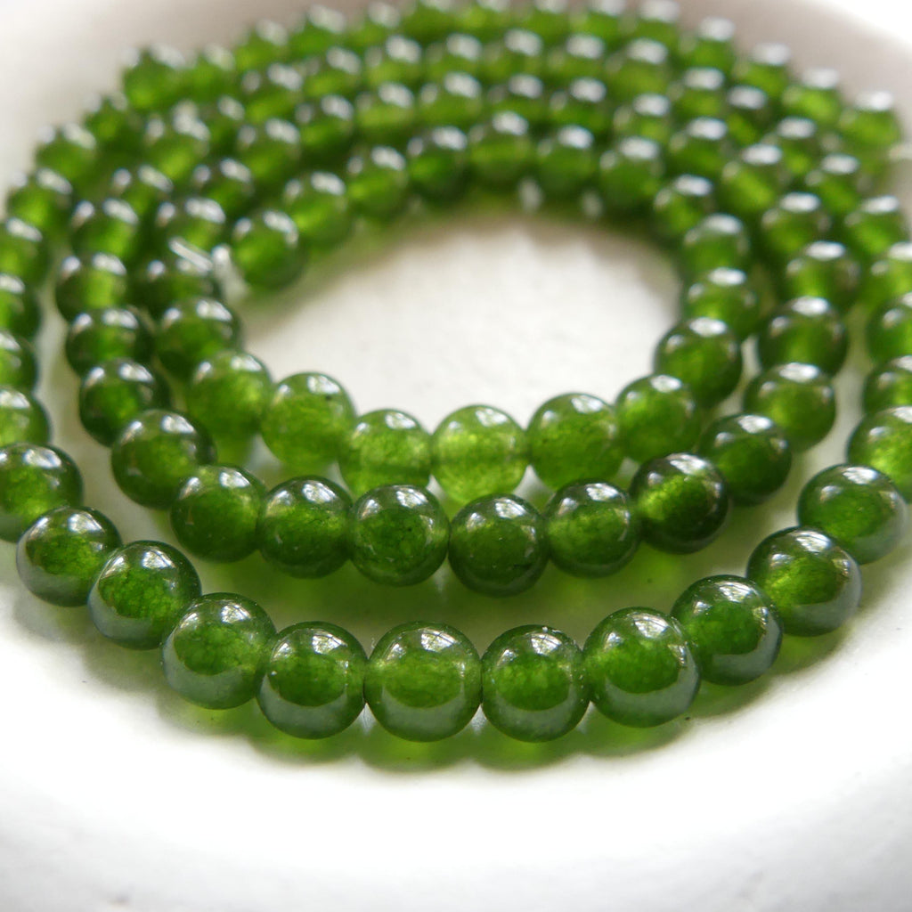 4mm Taiwan Jade Beads Smooth 15" Green Jade Genuine Gemstone Beads Natural Jade for Jewelry Making Beading Craft Gift Beads