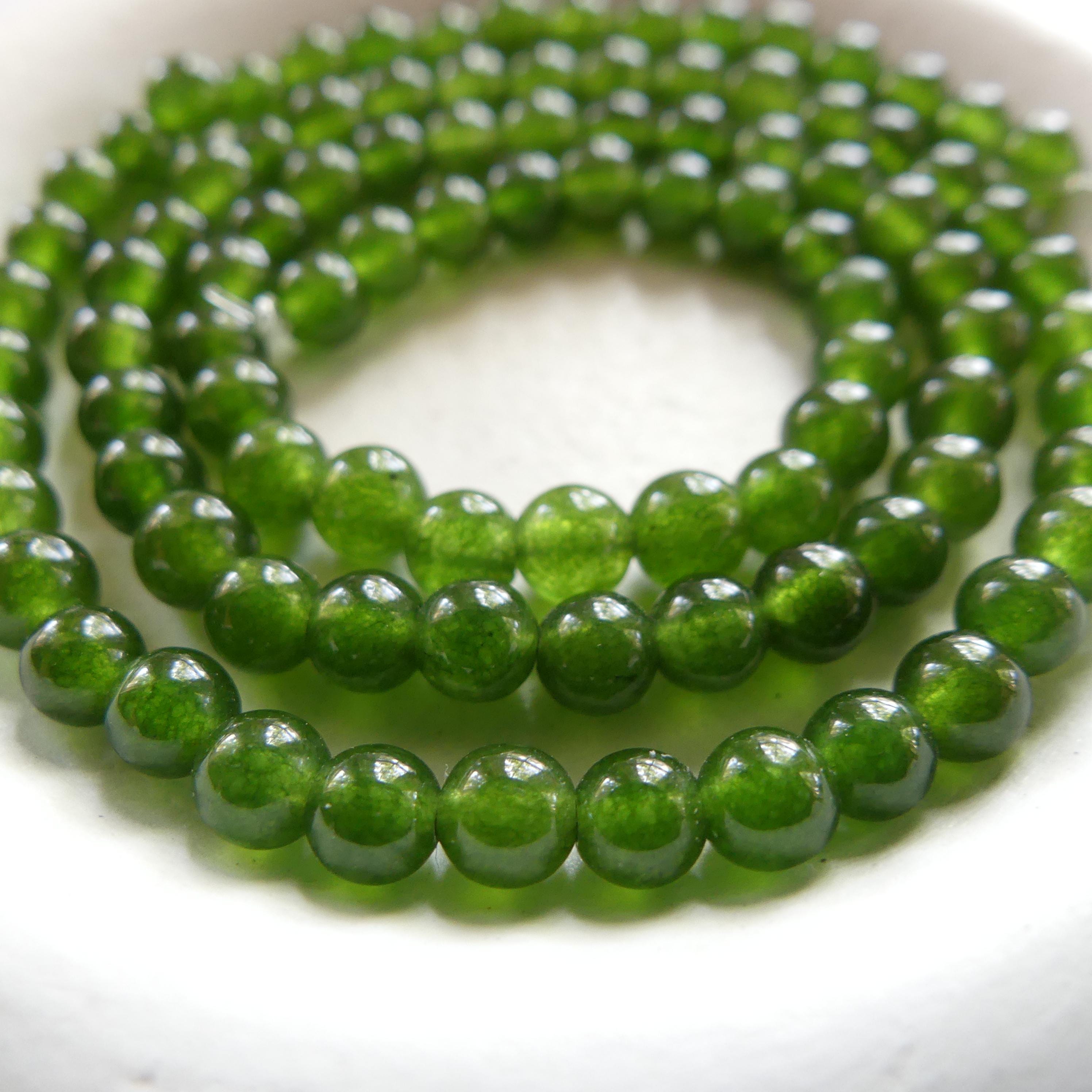 4mm Taiwan Jade Beads Smooth 15" Green Jade Genuine Gemstone Beads Natural Jade for Jewelry Making Beading Craft Gift Beads