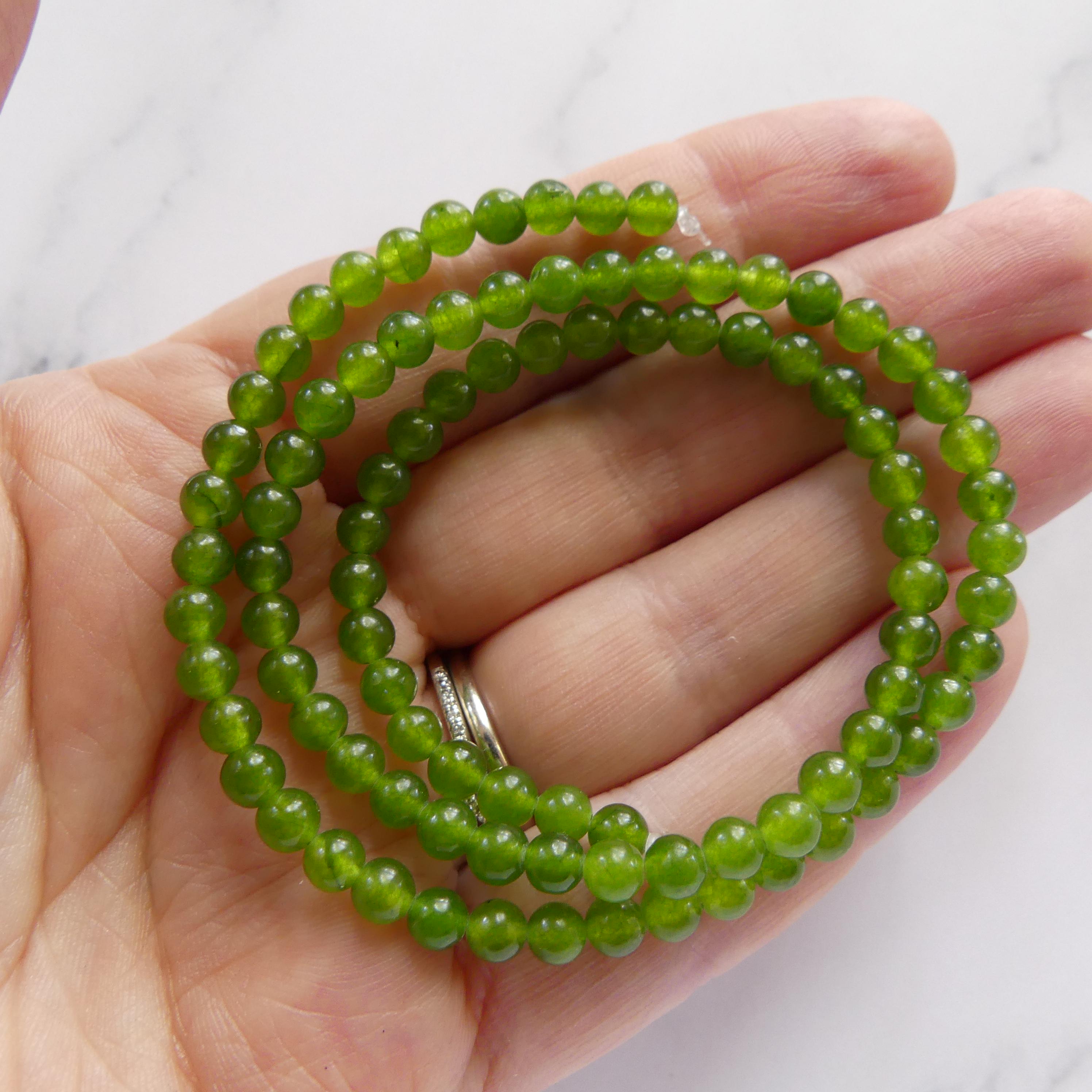 4mm Taiwan Jade Beads Smooth 15" Green Jade Genuine Gemstone Beads Natural Jade for Jewelry Making Beading Craft Gift Beads